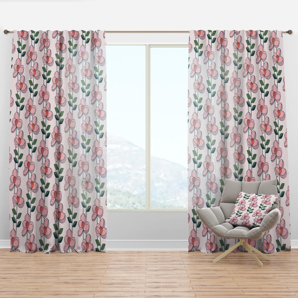 Designart CTN24345-52-90 90-in Pink Abstract Room Darkening Thermal Lined Rod Pocket Single Curtain Panel