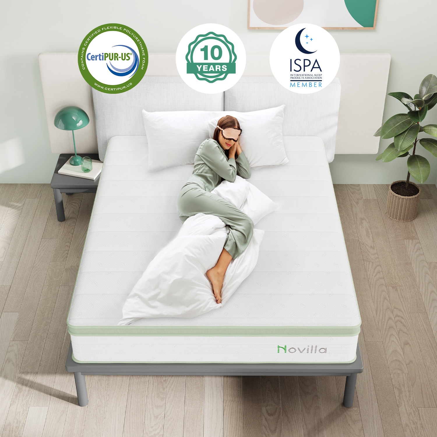 Novilla 12 In Full Hybrid Memory Foam Coil Blend Pillow Top Mattress In A Box Lw 12 F N02044 At