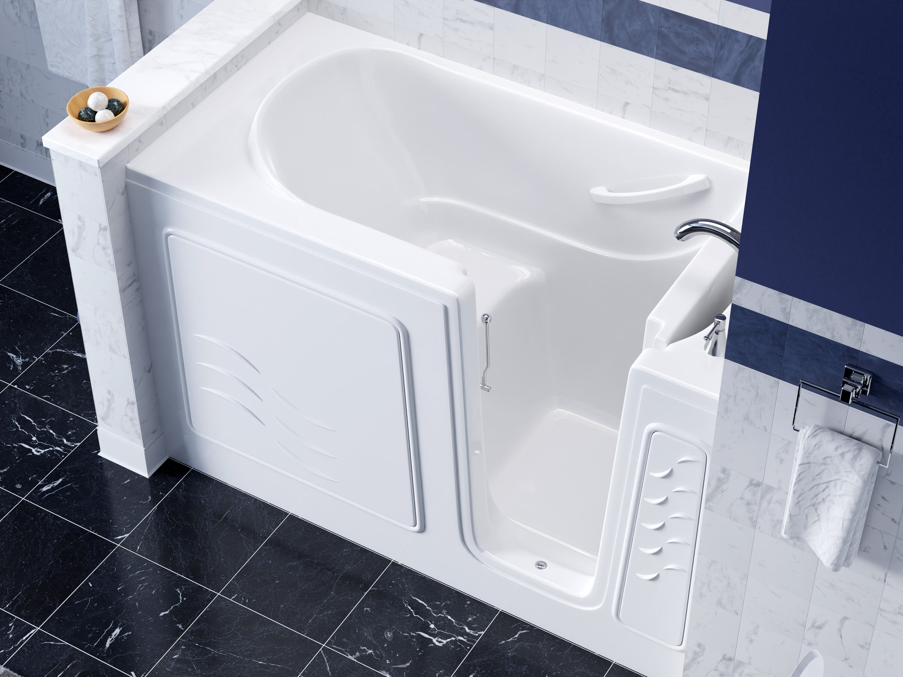 White Rectangular Fiberglass Walk-In Whirlpool & Air Tub