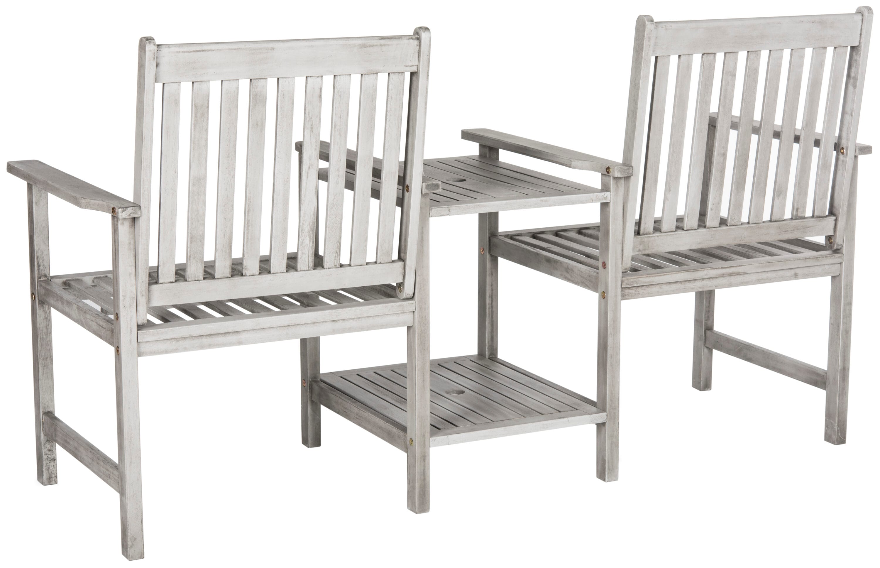 Safavieh PAT7014B Brea 65-in W x 35.4-in H Gray Acacia Garden Bench