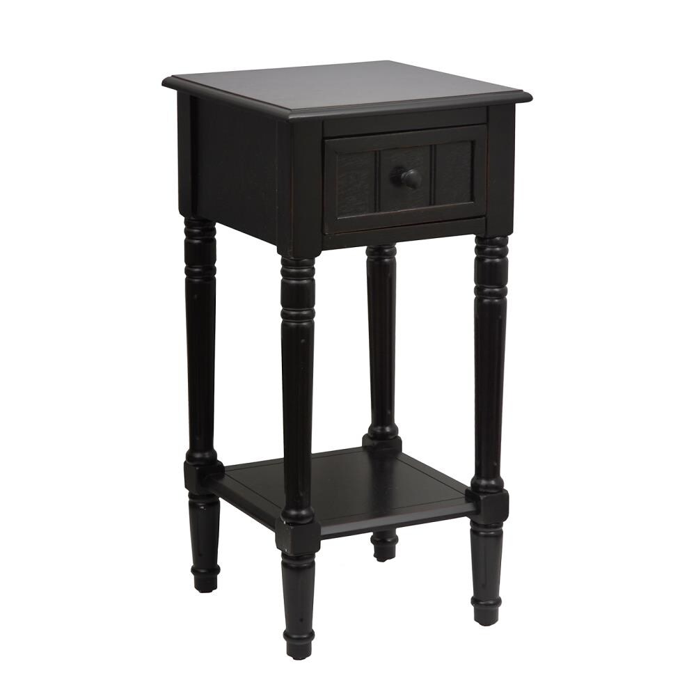 Decor Therapy FR1476 14-in W x 27.5-in H Distressed Black Composite Country End Table Assembly Required