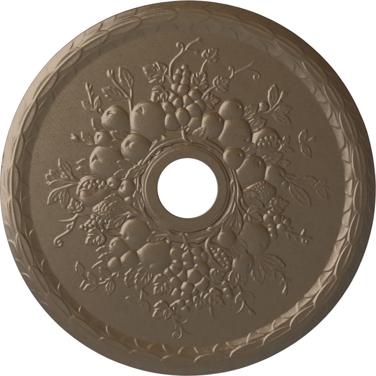 Ekena Millwork CM22GRWSS Grape 22.625-in W x 22.625-in L Painted Warm Silver Polyurethane Whole Ceiling Medallion