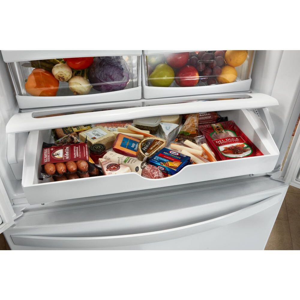 Whirlpool WRFA60SMHZ 30 Inch French Door Refrigerator with  Factory-Installed Icemaker, Spillproof Glass Shelves, Tuck Shelf,  Full-Width Pantry Drawer, Condiment Caddy, Humidity-Controlled Crispers,  Adjustable Gallon Door Bins, FreshFlow™ Produce