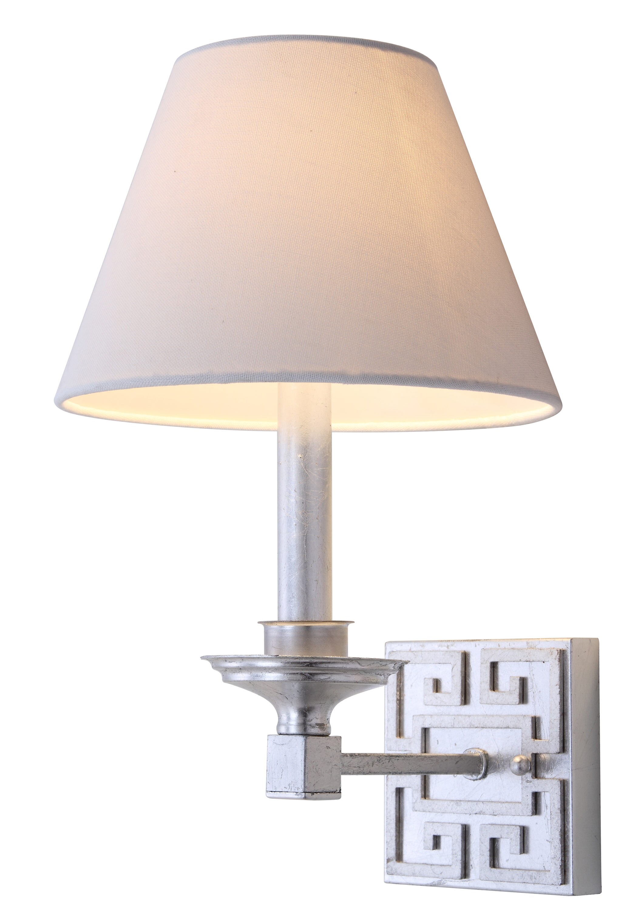 Contemporary Greek Key Silver Wall Sconce Set