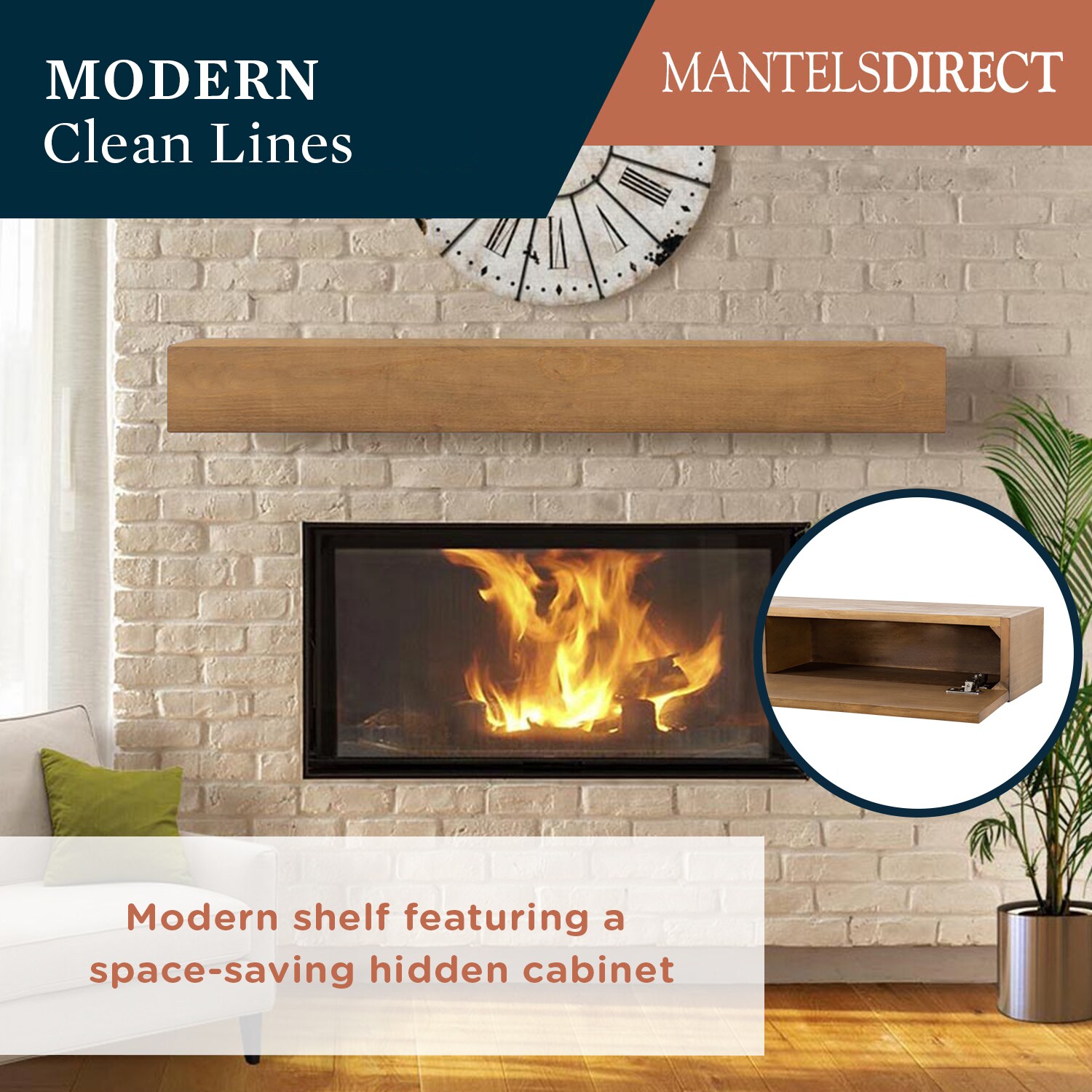Mantels Direct HOUSTON-60-VNTGRY Mantel-Shelves - View #4