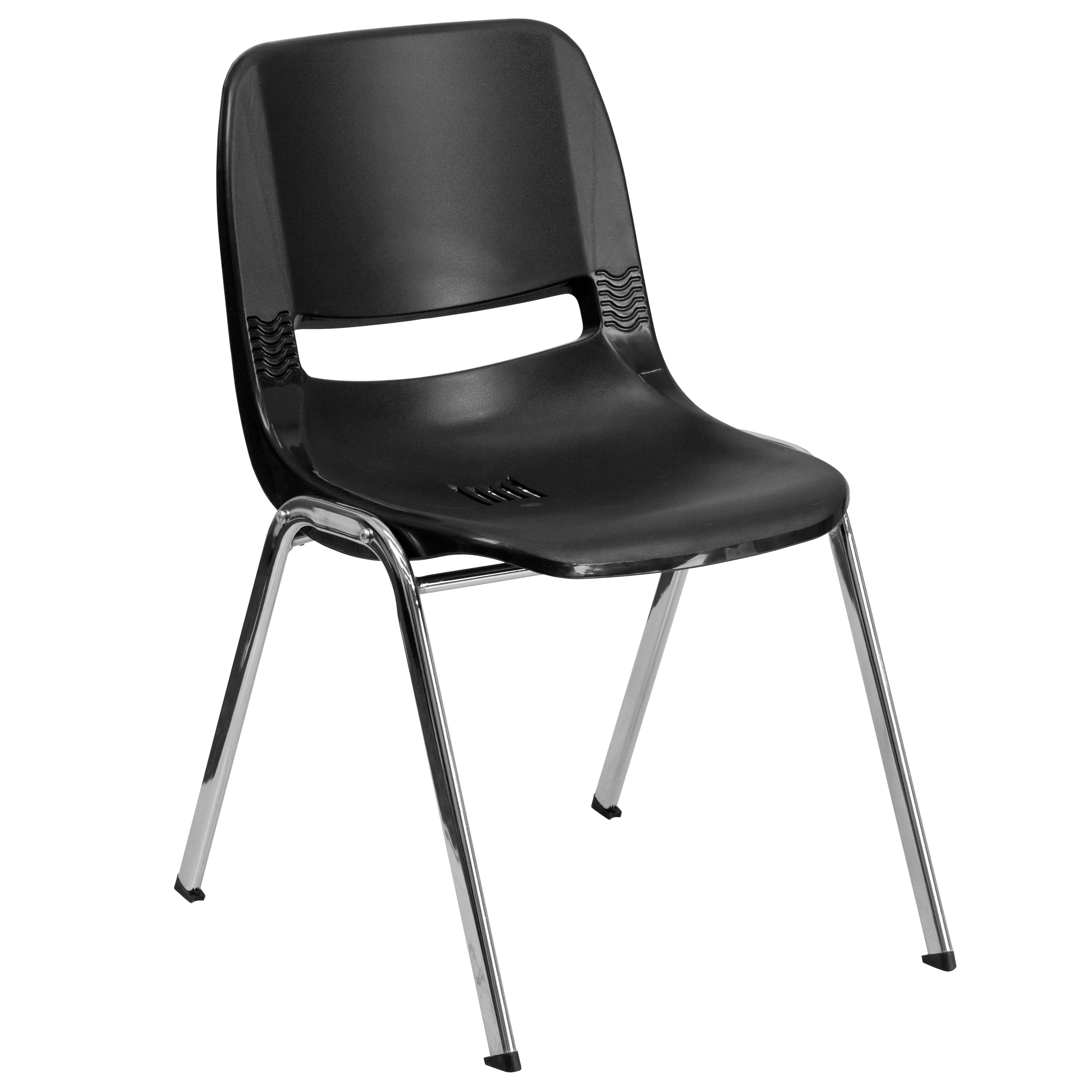 Emma + Oliver Kids Black Ergonomic Shell Stack Chair Chrome Frame and — free download