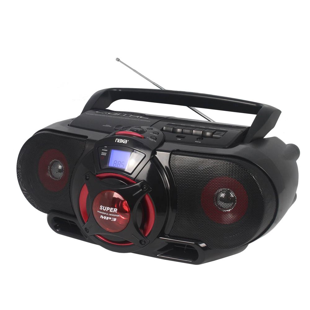 Portable Bluetooth&#174; MP3/CD AM/FM Stereo Radio Cassette Player/Recorder with Subwoofer and USB Input at