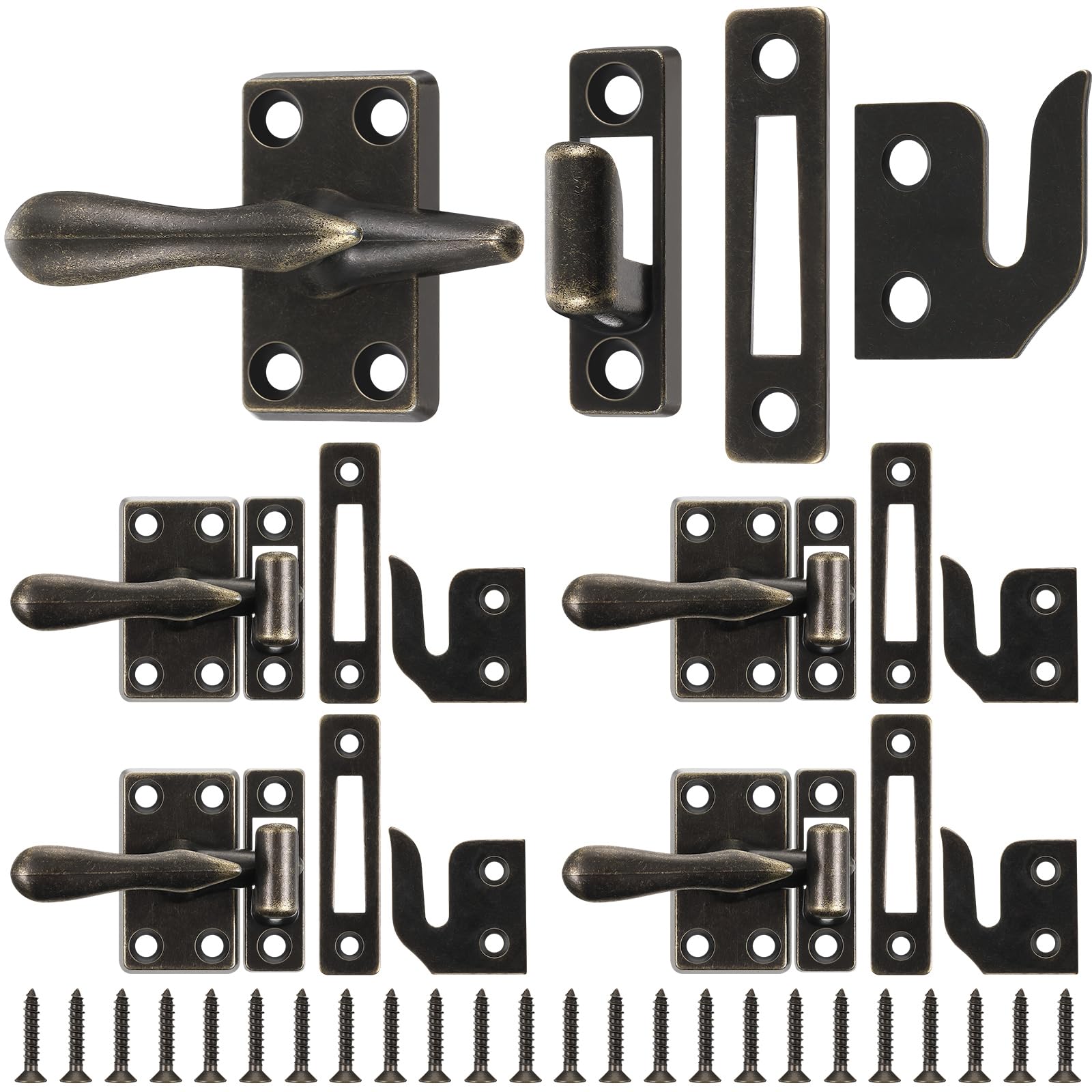 Aoibox 4 Pack Zinc Alloy Casement Window Sash Locks with Bronze Finish 1 875 in Projection for Home Security #LABA6PBB