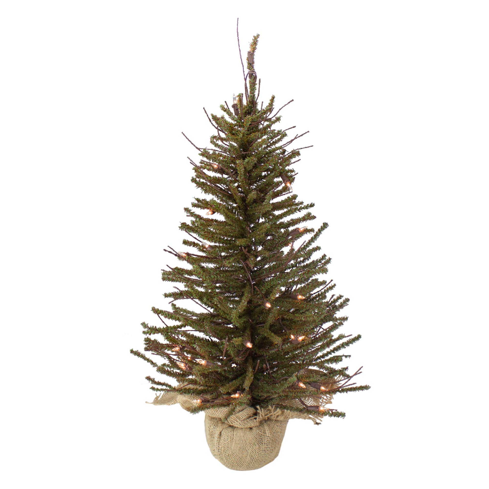 Northlight - 2.5 feet Pre-Lit Warsaw Two-Tone Twig Artificial Christmas Tree - Clear Lights