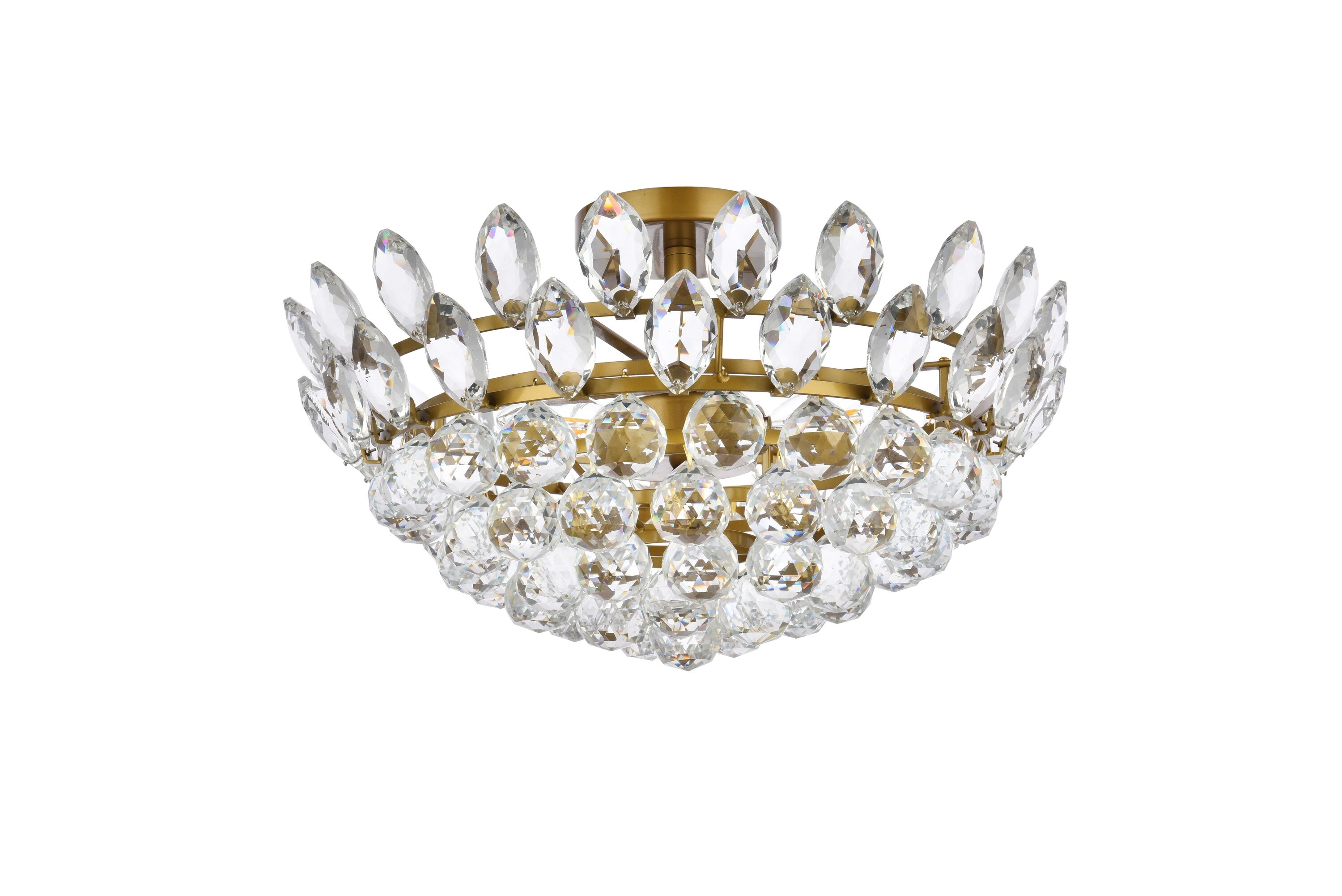 Emilia 18'' Brass and Crystal Flush Mount Light