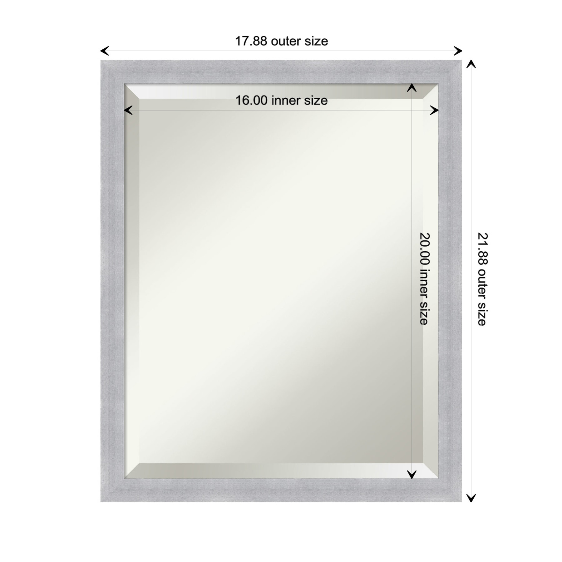 Amanti Art Grace Brushed Nickel Mirror department at Framed Wall Matte Mirrors in x the 21.88-in 17.88-in Silver H W