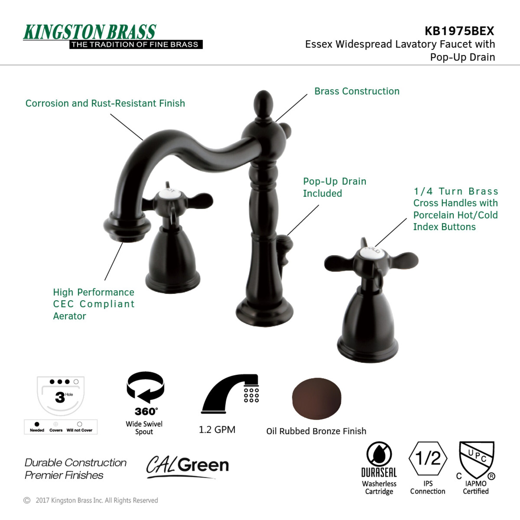 Kingston Brass WLKB1975BEX Lavatory-Faucets - View #3