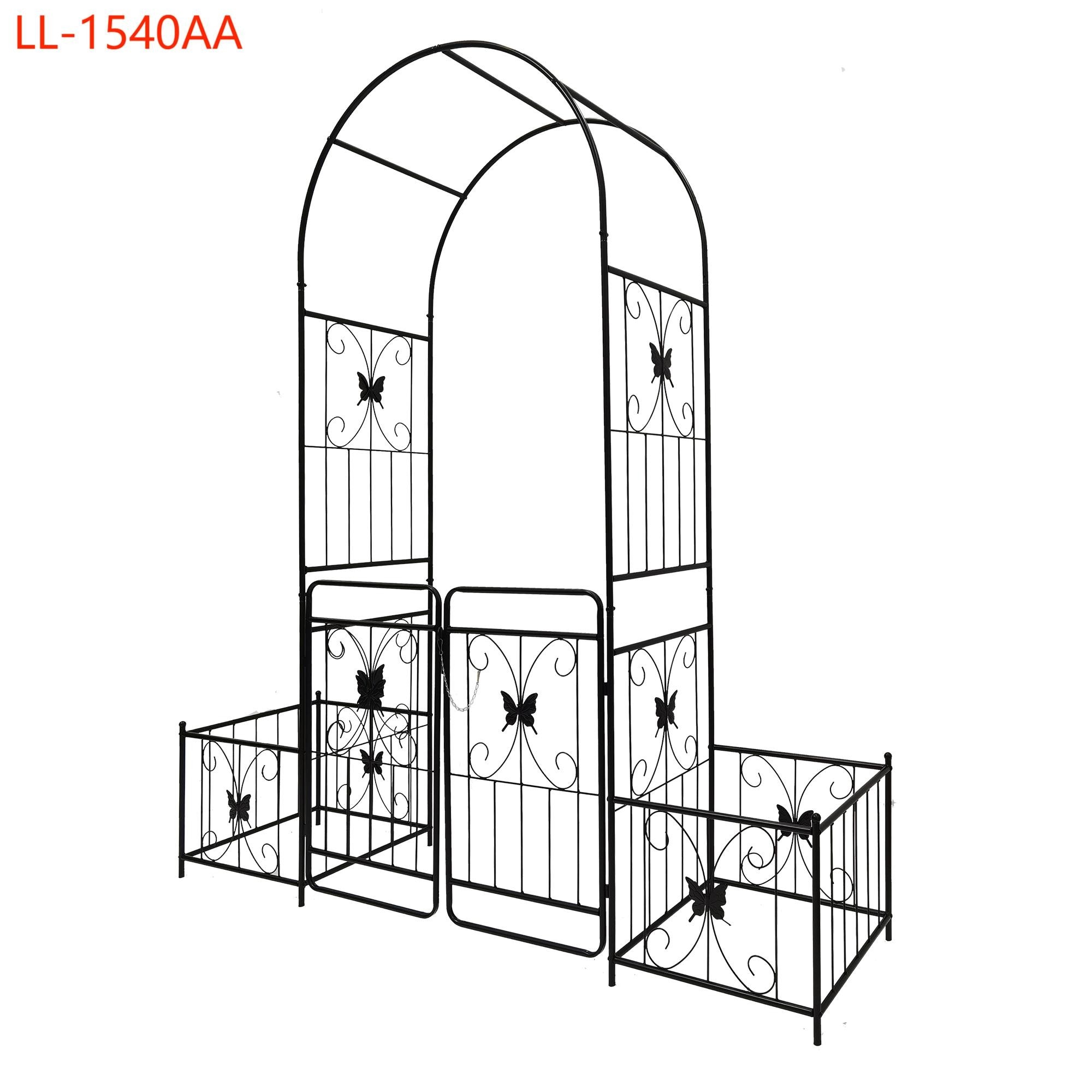 Yiekholo LL-1540AA 79.5-Inches W x 86.6-Inches H Black Iron Traditional Garden Trellis For Climbing Plants For Cucumbers For Roses