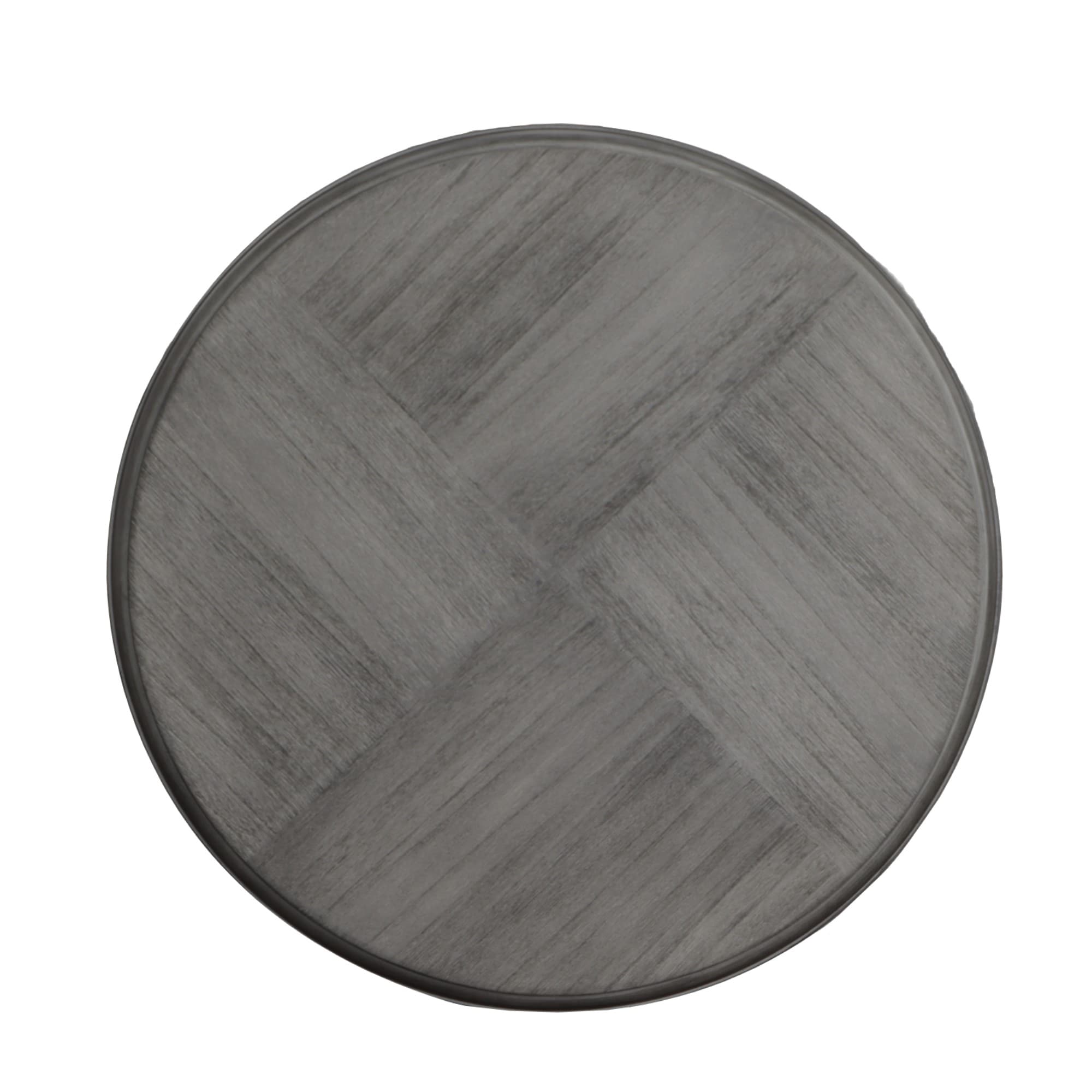 Contemporary 24" Gray Wood & Metal Round End Table