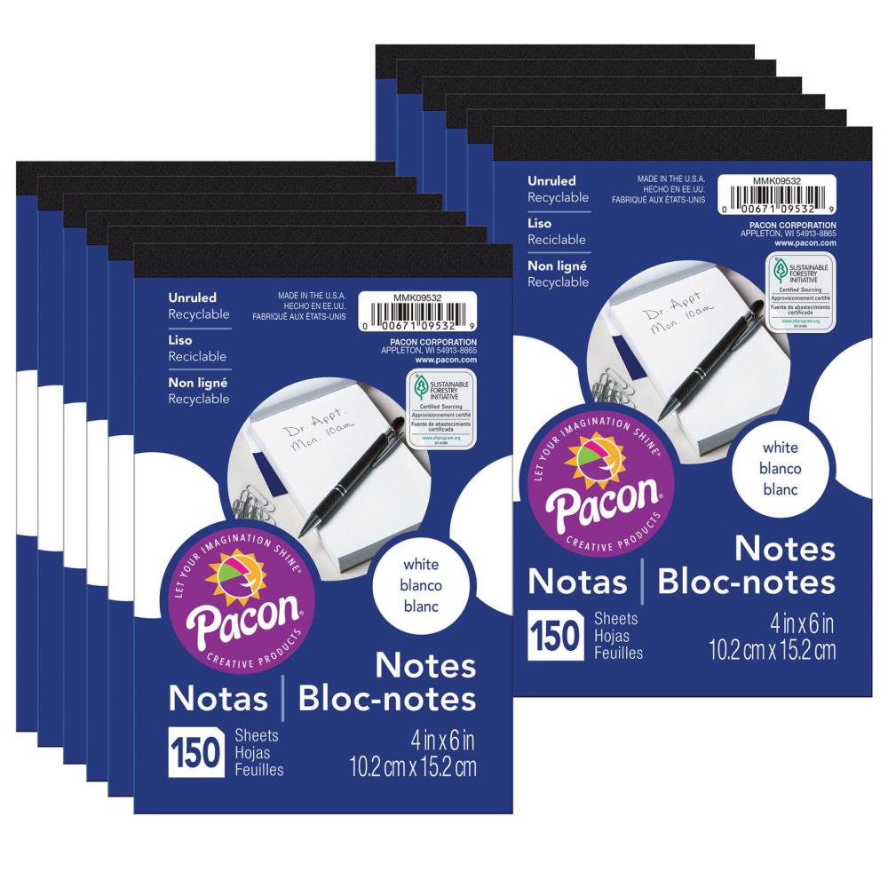 Pacon PACMMK09532-12 12-Pack White Pocket Notepad