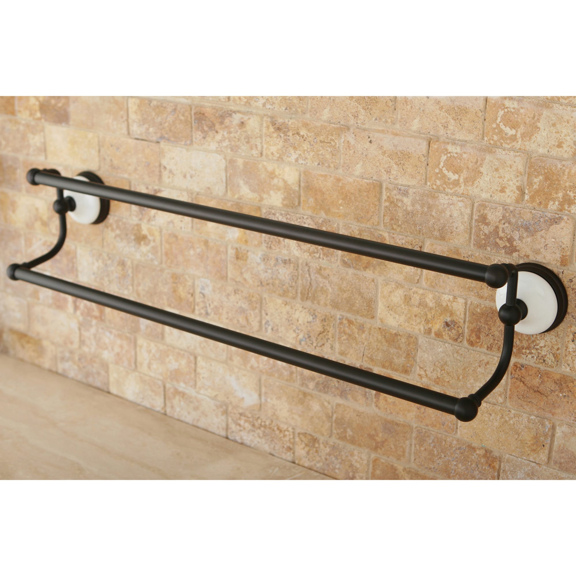 Kingston Brass WL11135 Victorian 24-in Oil-rubbed bronze Wall mount Double Towel Bar
