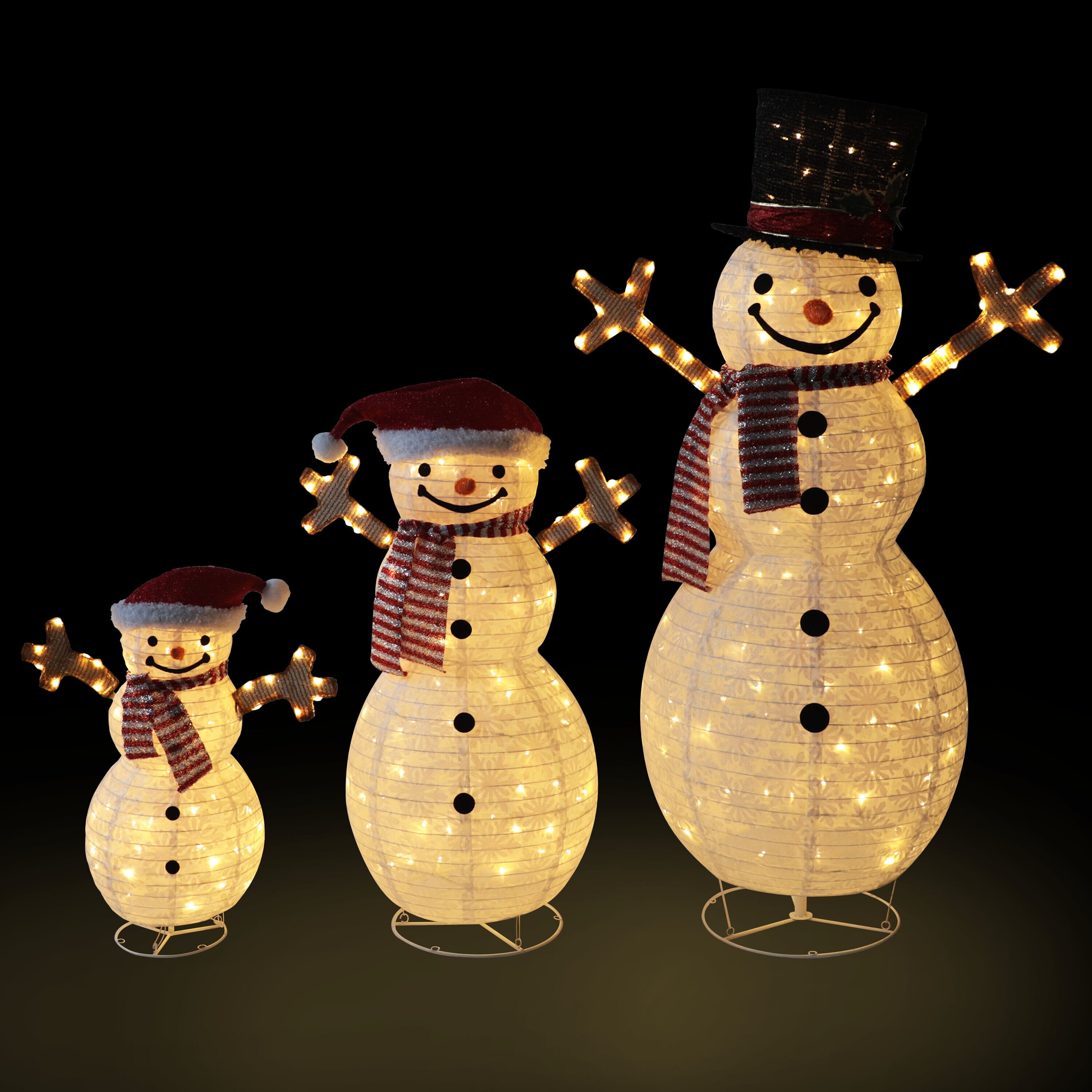 12.5 Skiing Snowman Family Lighted with String Lights