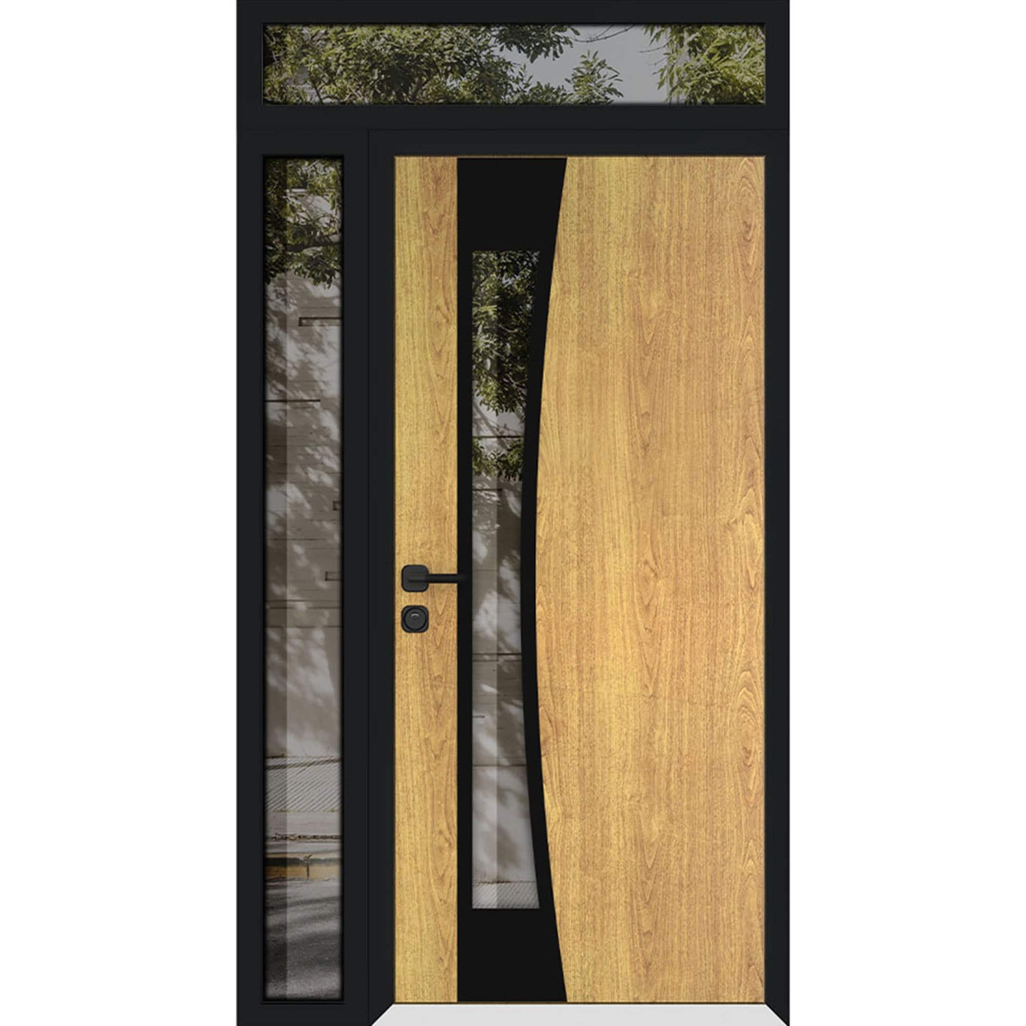 Vdom doors Front Exterior Prehung Aluminum Door - Cynex 6116 Black - Entry Steel Metal Modern Painted