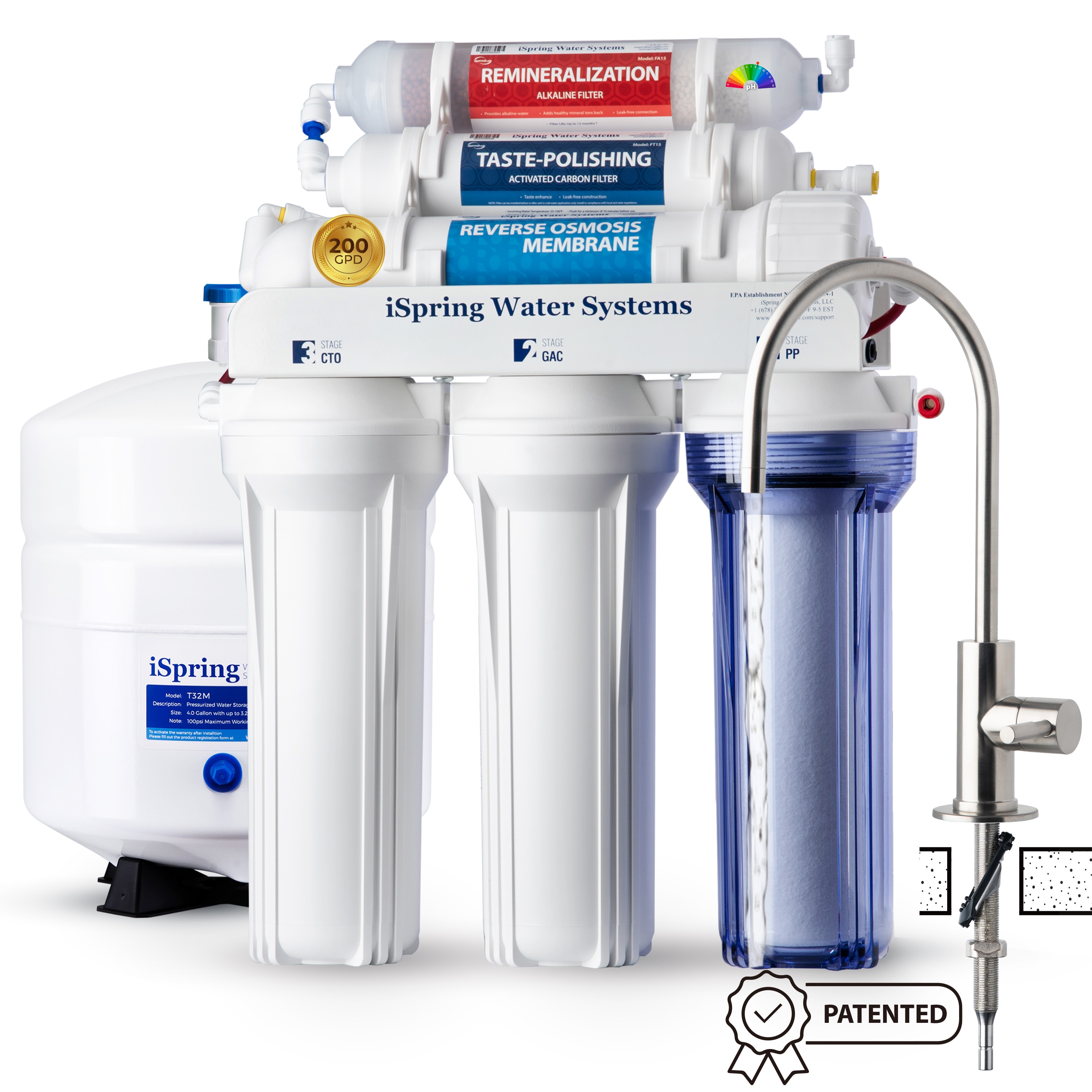 iSpring - RCC2-AK 6 Stage RO Water System 5-stage Membrane Yes, Reverse Osmosis Filtration Under ...