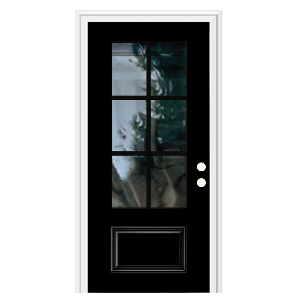 RELIABILT - 36-in x 80-in x 4-9/16-in Fiberglass Left-hand inswing Obsidian Painted Prehung Resid...