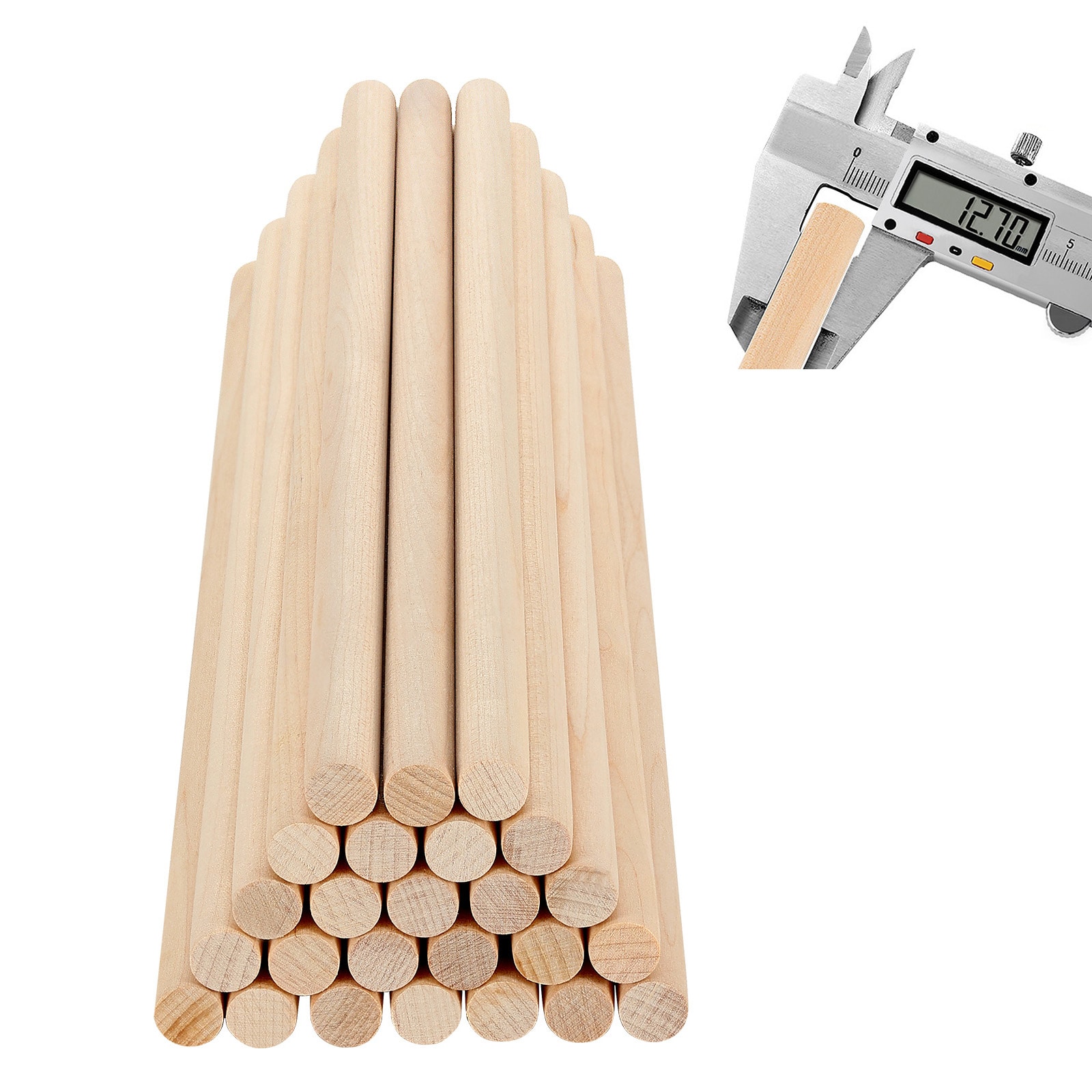 LUXEYARD 25Pcs Wooden Dowel Rods 0.5 x 12 Inch Natural Wood Sticks for Craft DIY