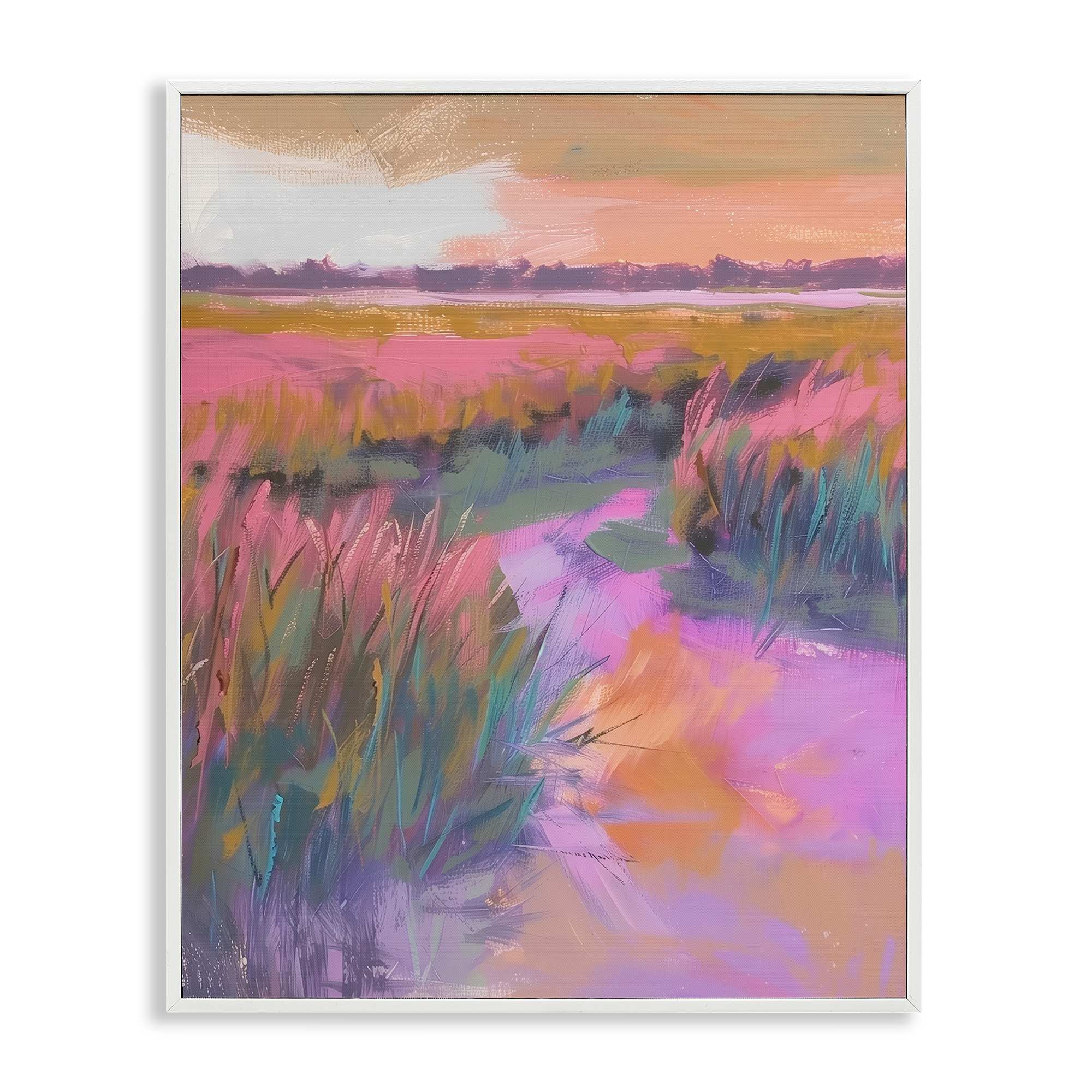 Stupell Industries BT-688-WFR-16X20 Autumnal Marsh Landscape White Framed Giclee Art By Arlington Prints 16 x 20