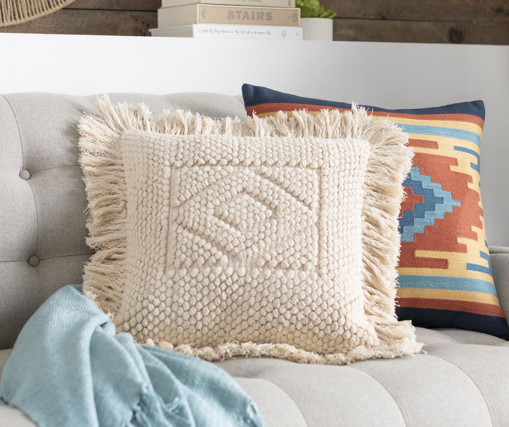 Surya HNL001-2020P Hanneli 20-in x 20-in Cream Indoor Decorative Pillow