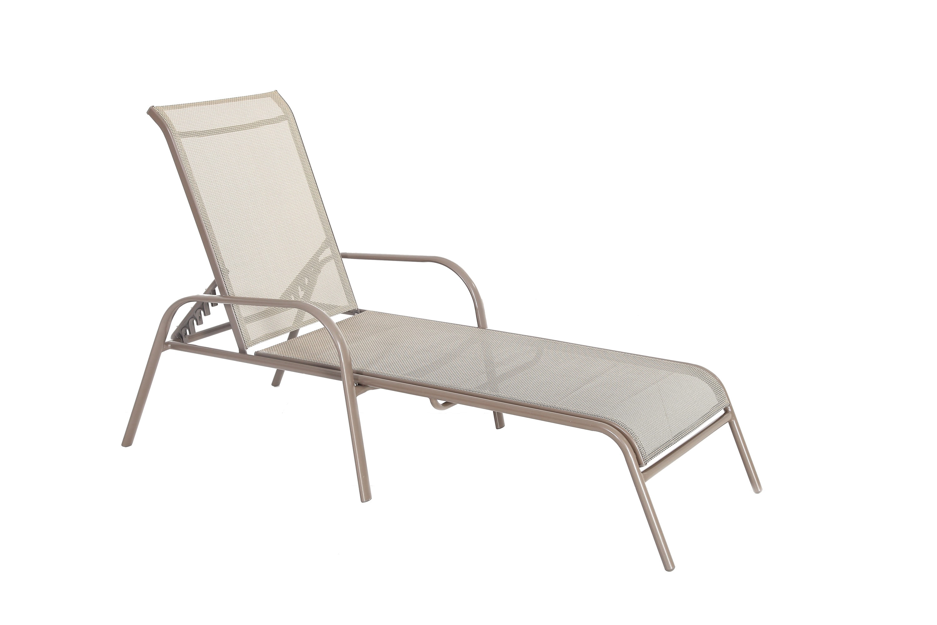 Garden Treasures Driscol Stackable Tan Metal Frame Stationary Chaise Lounge  Chair(S) With Tan Sling Seat In The Patio Chairs Department At Lowes.Com
