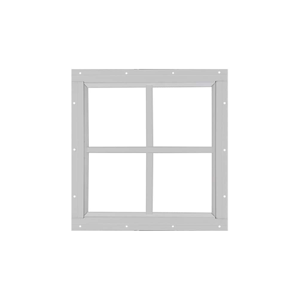 Shed Windows and More 1616WF Fixed Decorative 16 in x 16 in White Aluminum Window (Flush Mount) Fixed Window Tempered Glass