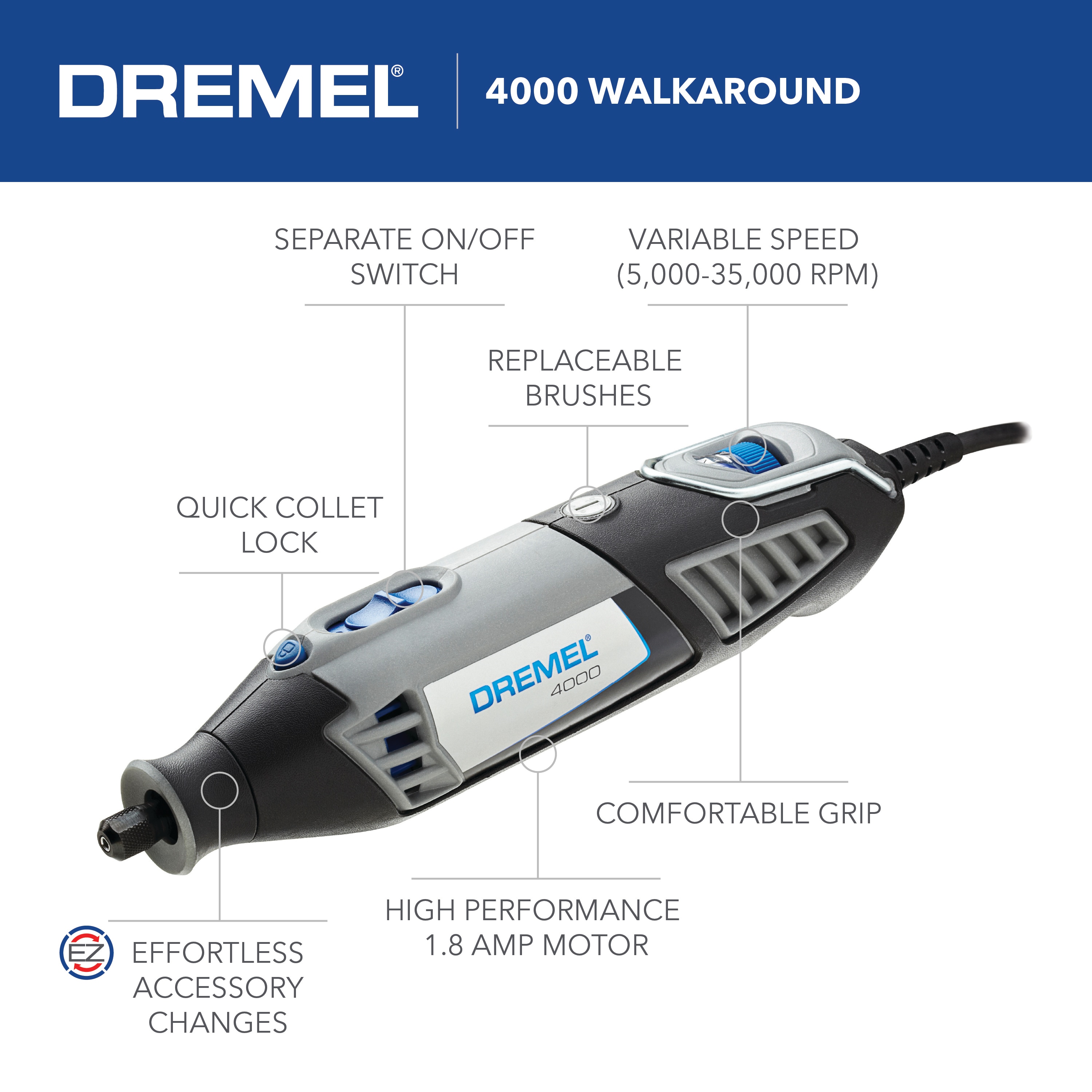 passager suspendere længes efter Dremel 32-Piece Variable Speed Corded 1.6-Amp Multipurpose Rotary Tool with  Hard Case in the Rotary Tools department at Lowes.com