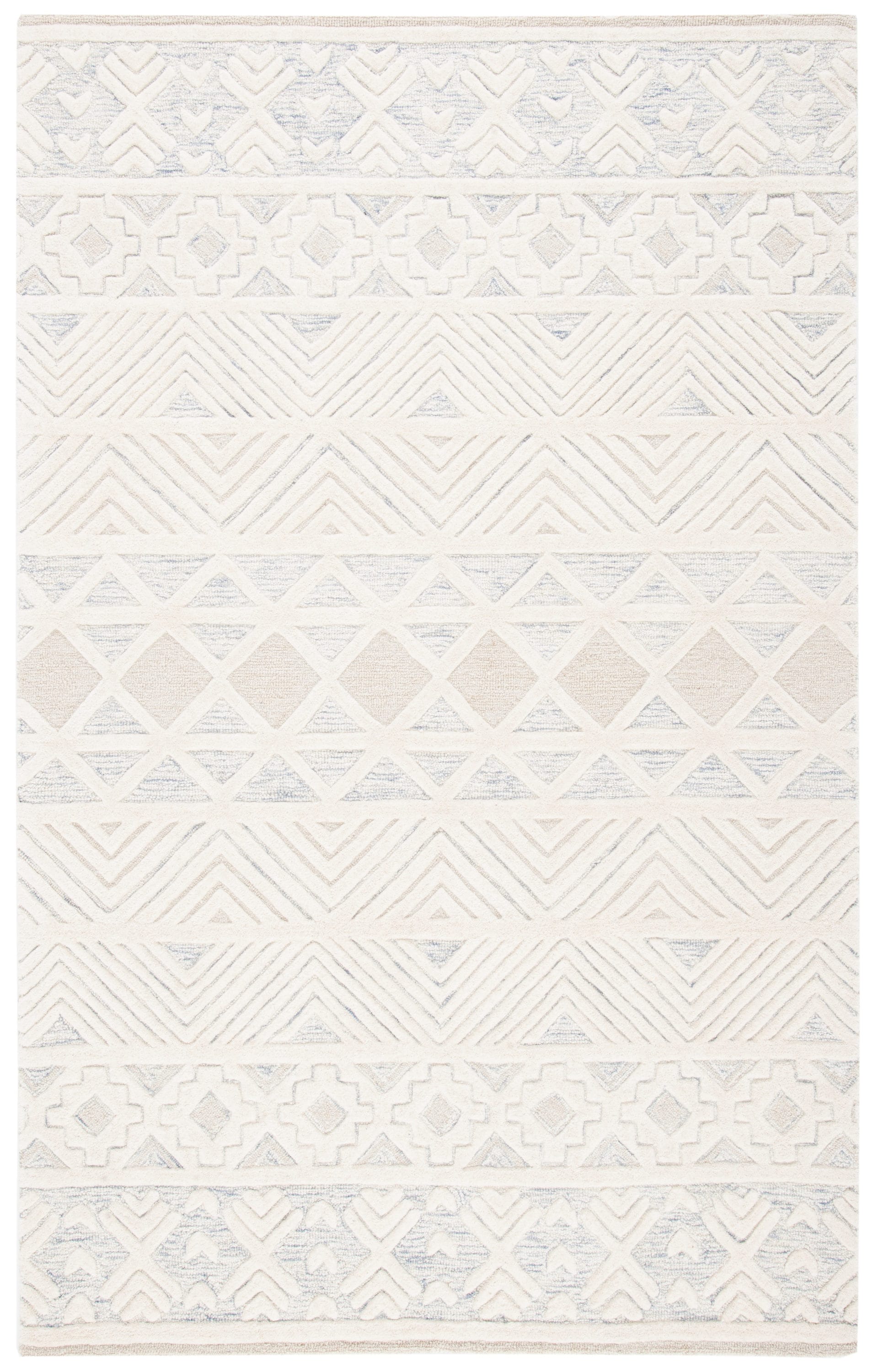 Safavieh ARR503A-5 Artistry Godelieve 5 x 8 (ft) Tufted Wool Ivory/Light Gray Rectangular Indoor Geometric Bohemian/Eclectic Area rug
