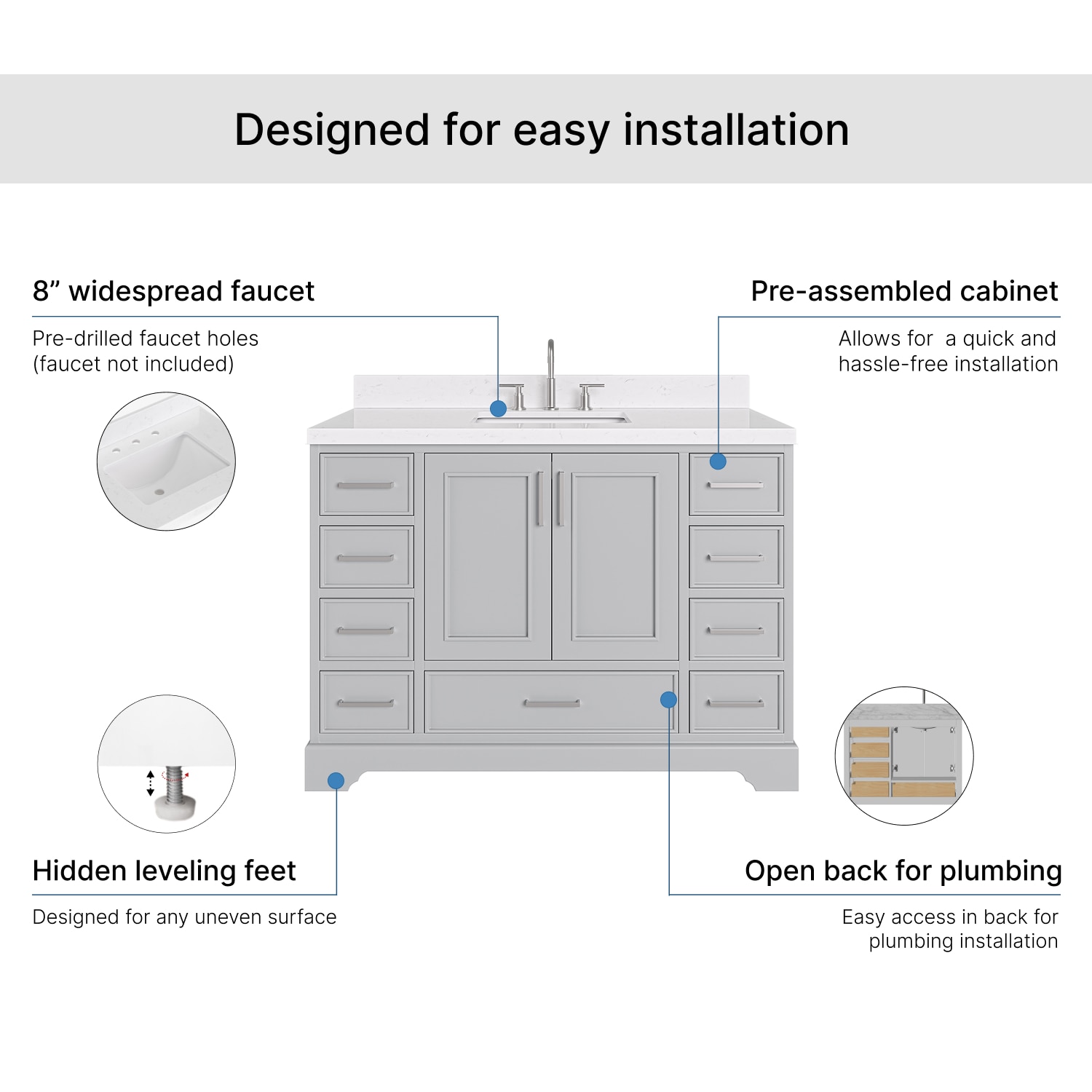 ARIEL M048SCQRVOGRY Bath-Vanity-Combo - View #6