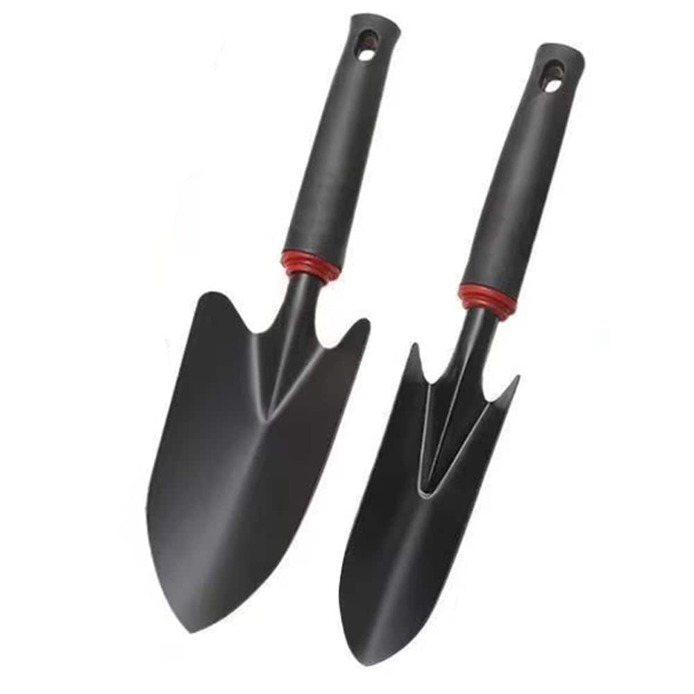 KHKFY - Garden Hand Trowel Set 2 Piece Ergonomic Black Rubber Handle Shovel for Digging Planting...