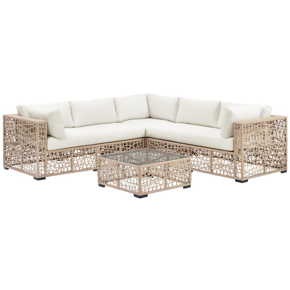 walker edison open side patio loveseat with cushions