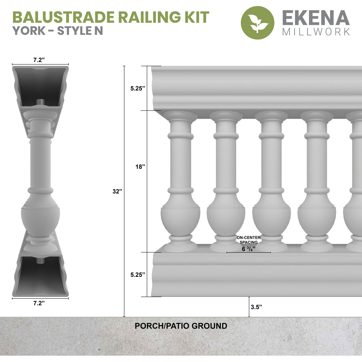 Ekena Millwork BALK32X060YON railings - View #2