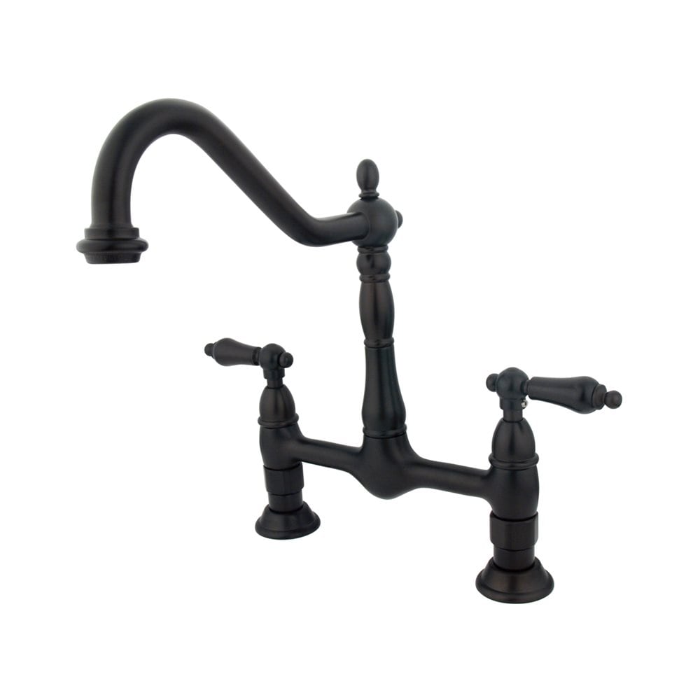 Elements of Design Oil-Rubbed Bronze 2-Handle Deck-Mount Bridge Handle Kitchen Faucet