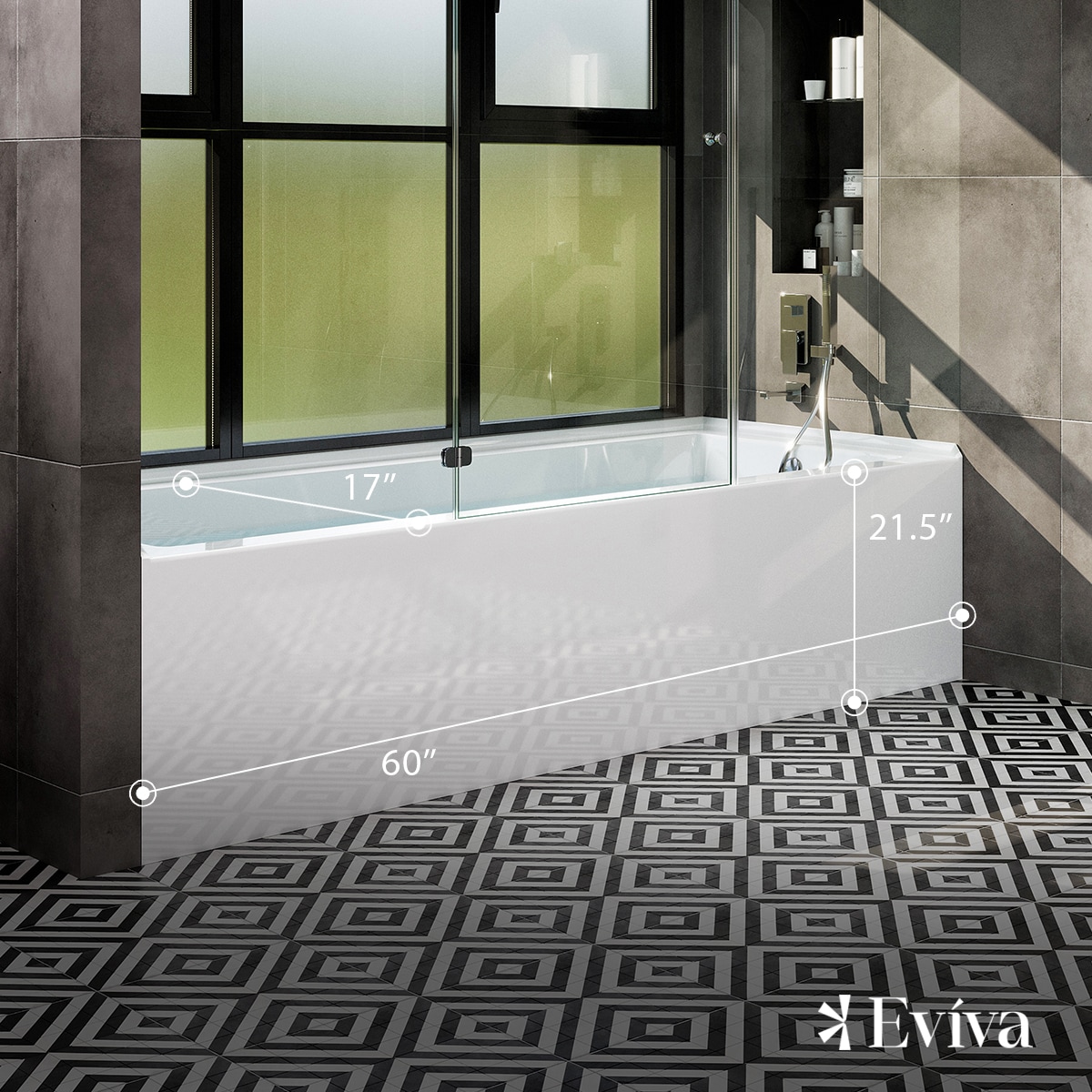 Nova 60'' White Acrylic Alcove Soaking Bathtub