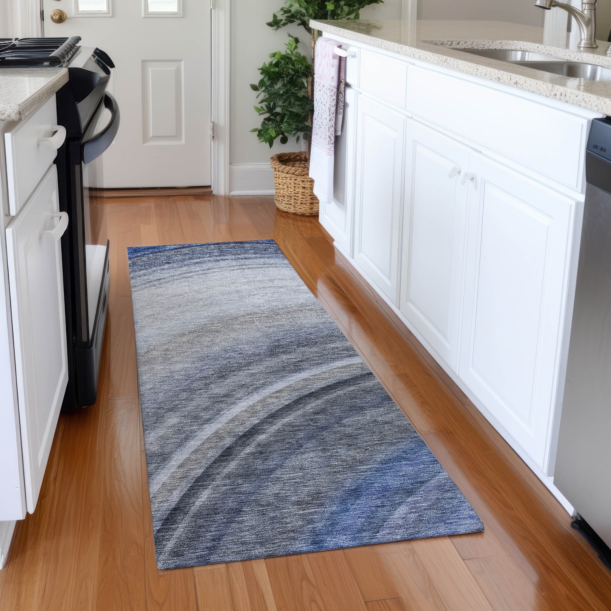 Addison Rugs ACN584BU2X8 Chantille ACN584BU 2 x 7 (ft) Polyester Blue Rectangular Indoor/Outdoor Geometric Moroccan Machine washable Runner rug