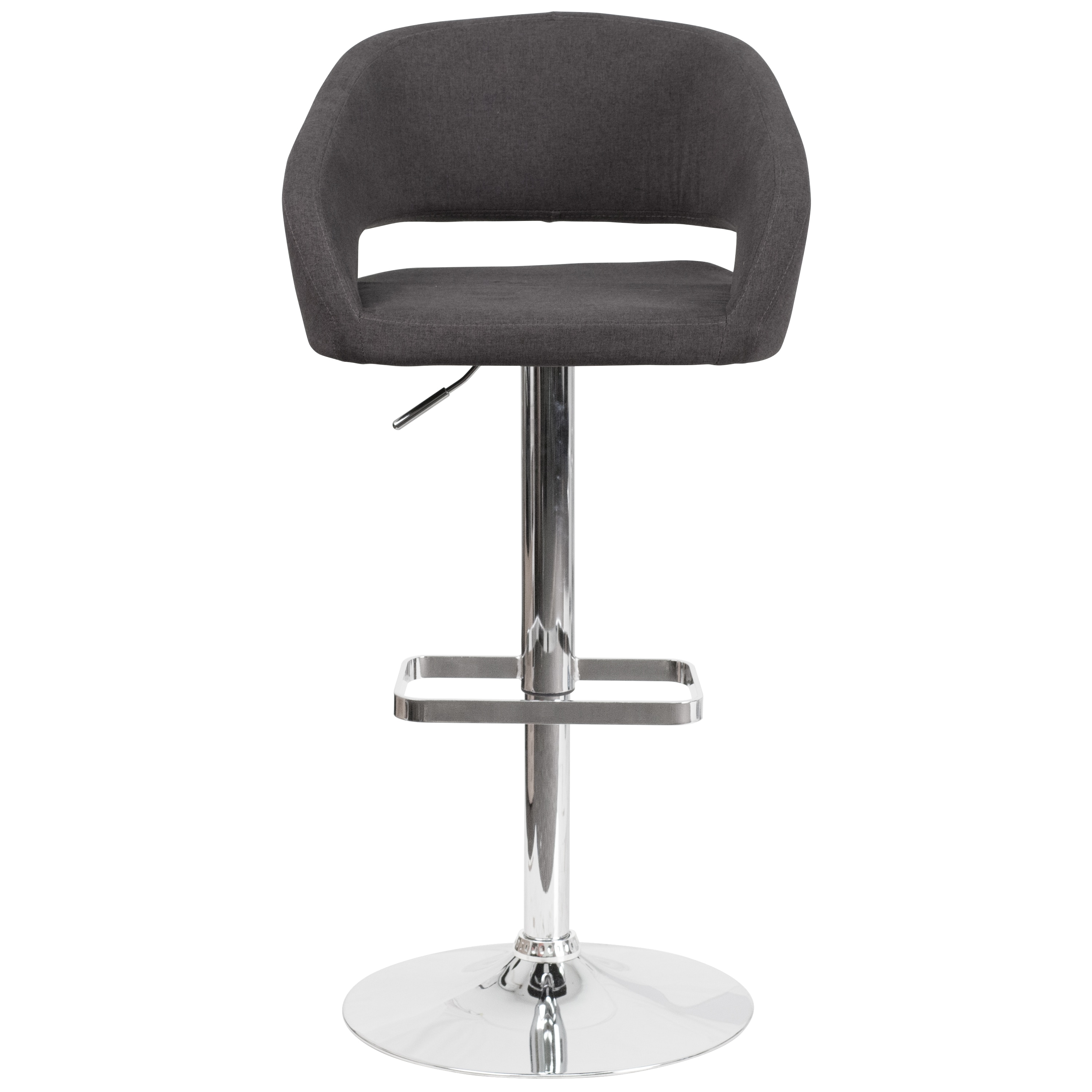 Erik Modern Black Fabric Adjustable Swivel Barstool with Chrome Base