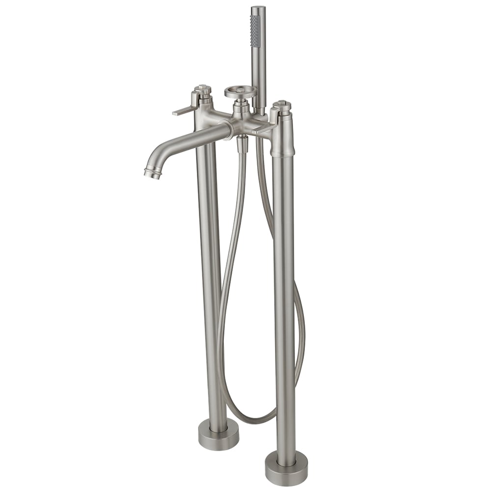 BWE C-7016-N Brushed Nickel 2-handle Deck-mount Roman Low-arc Bathtub Faucet with Hand Shower ( Valve Included )