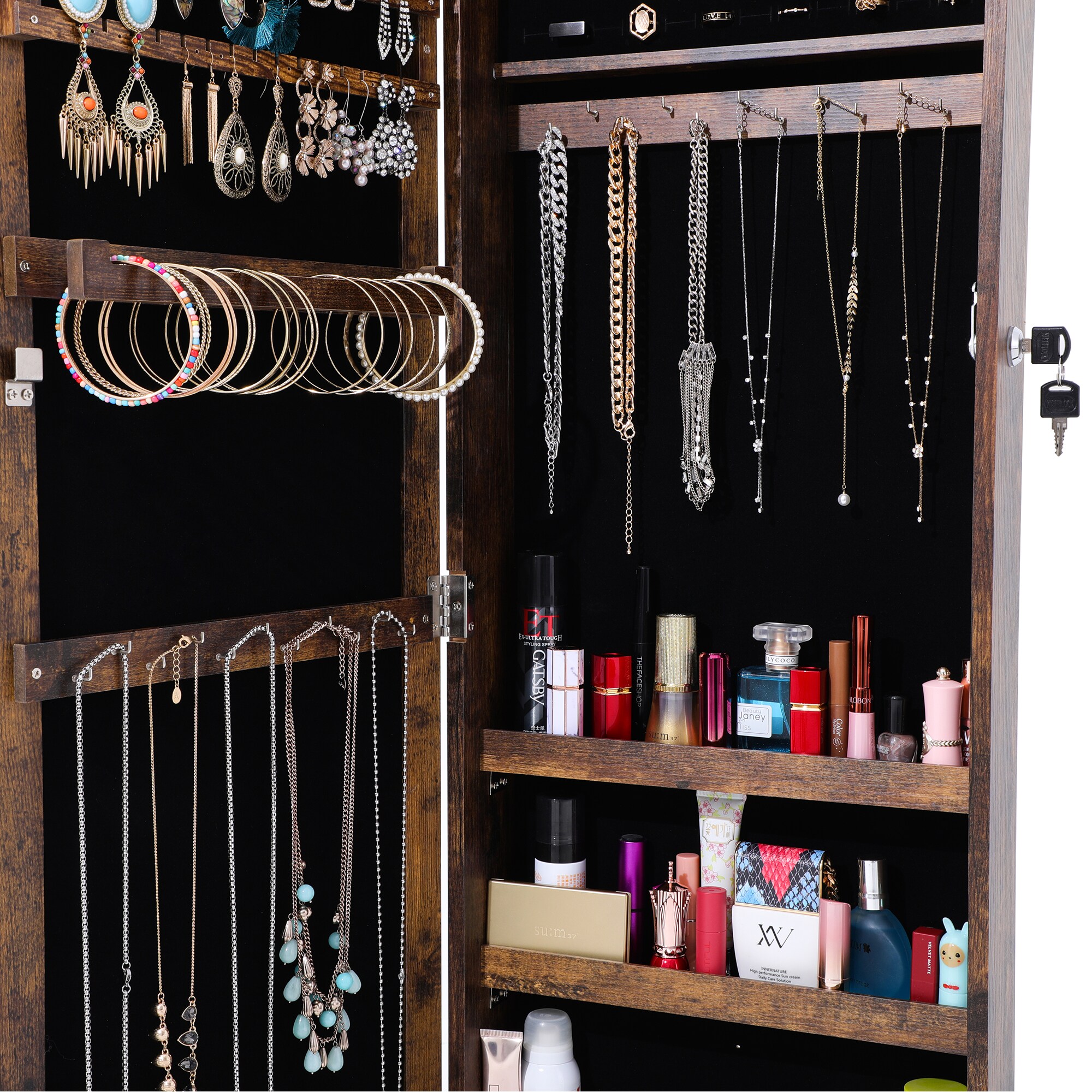 CASAINC Jewelry storage mirror cabinet White Jewelry Armoire