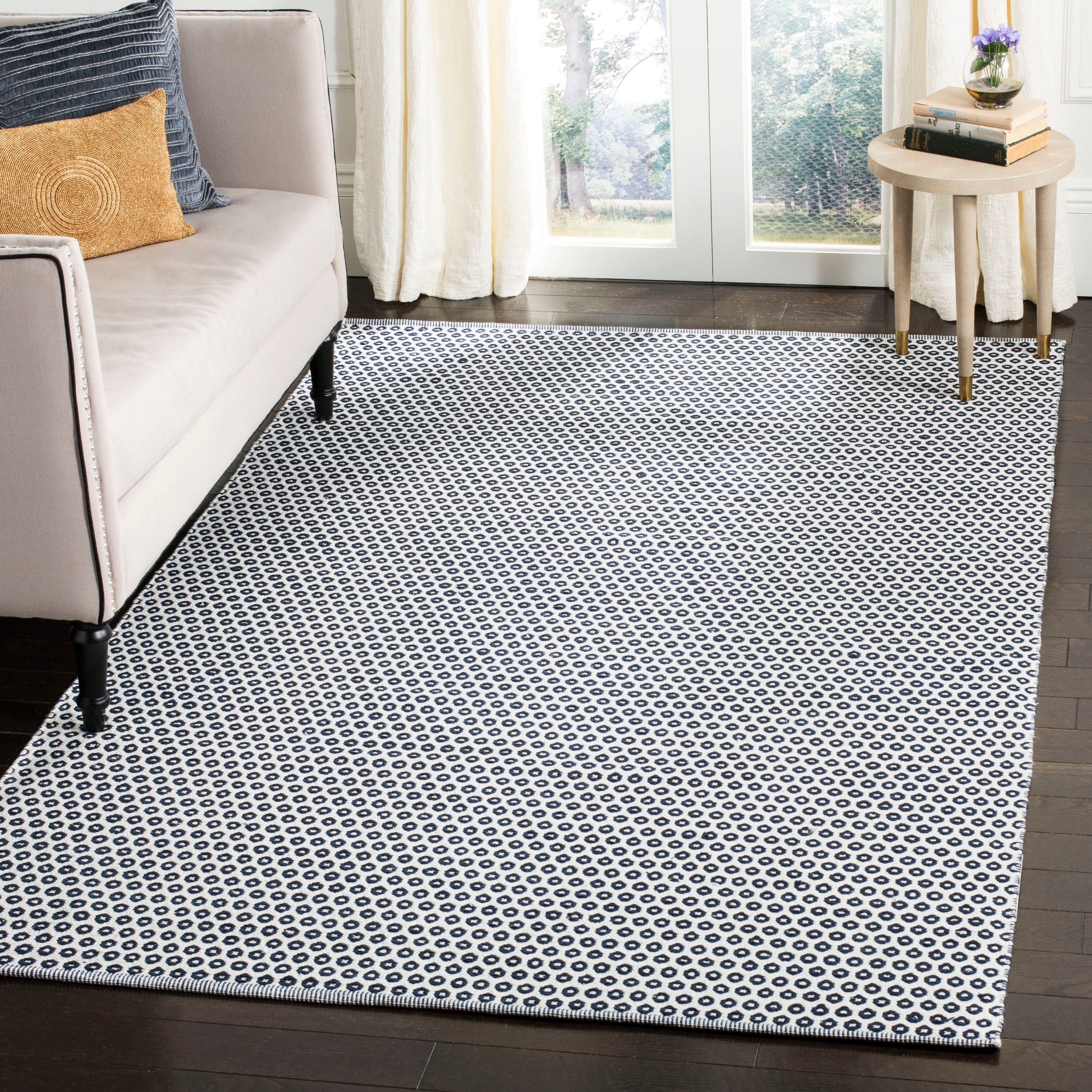 Safavieh MTK616N-3 Montauk Eastom 3 x 5 (ft) Cotton Navy/Ivory Rectangular Indoor Coastal Throw rug