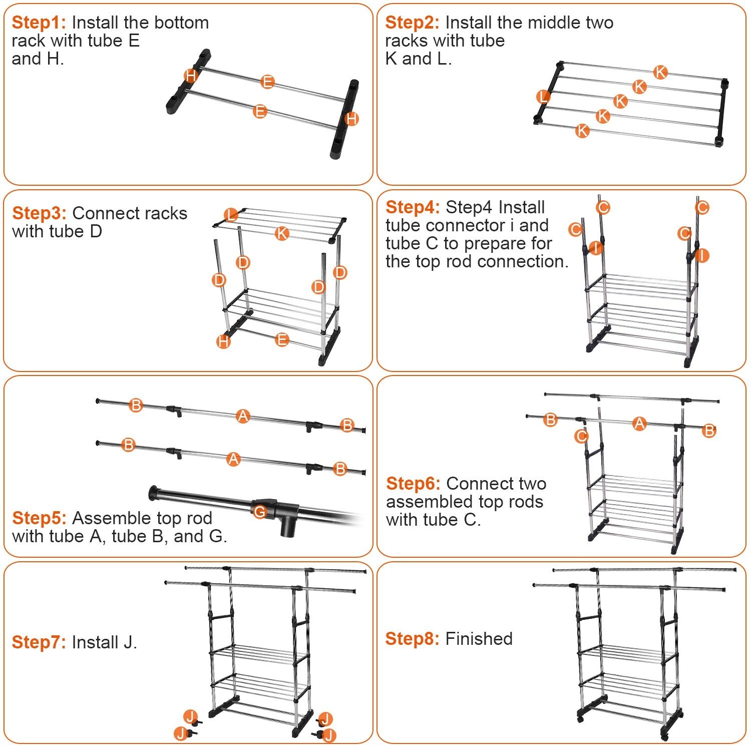 Huluwat RY-02H2CRMA Garment-Racks - View #6