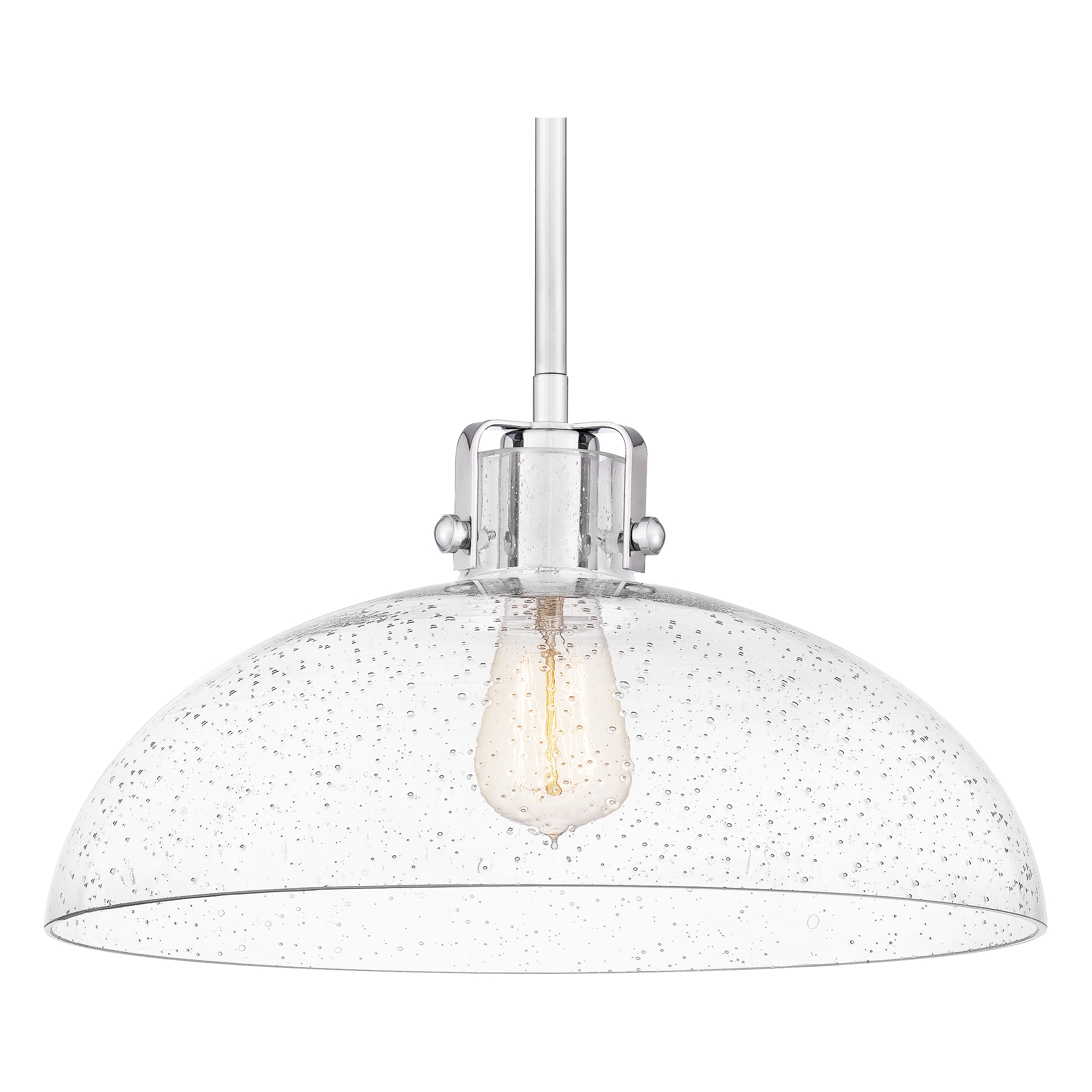 Iona Polished Chrome 14.75" Transitional Seeded Glass Pendant Light