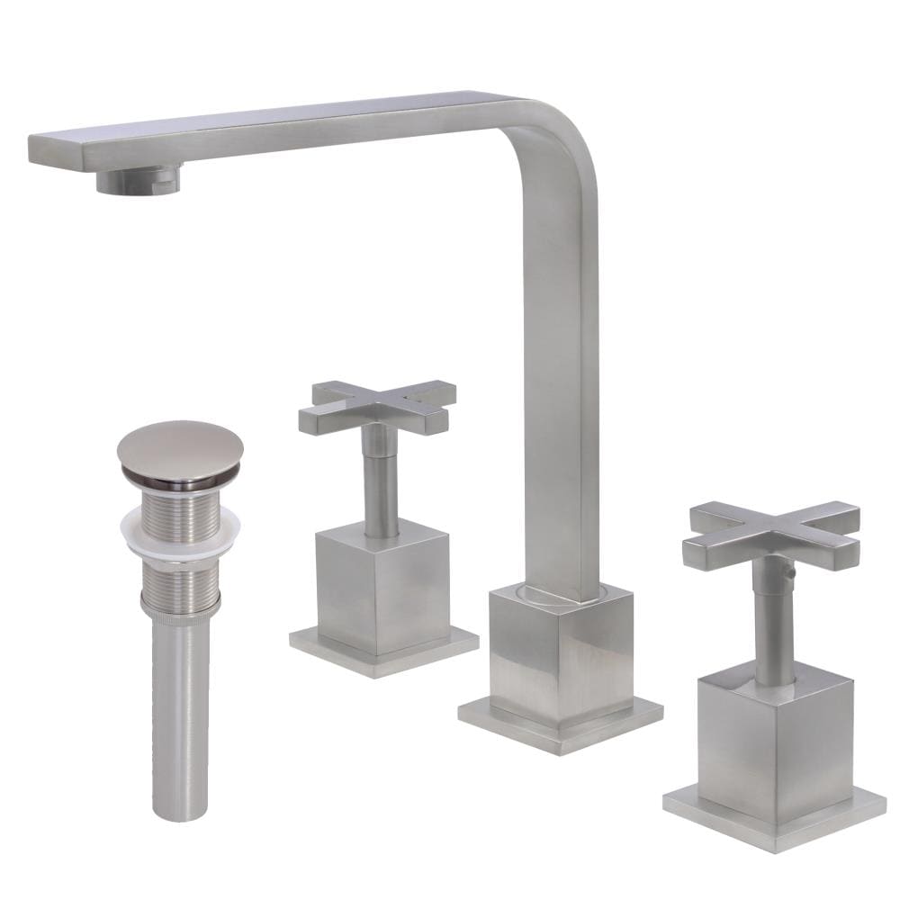 Novatto NBF-836BN-PUD Muld Brushed Nickel Widespread 2-handle High-arc Commercial/Residential Handle Bathroom Sink Faucet