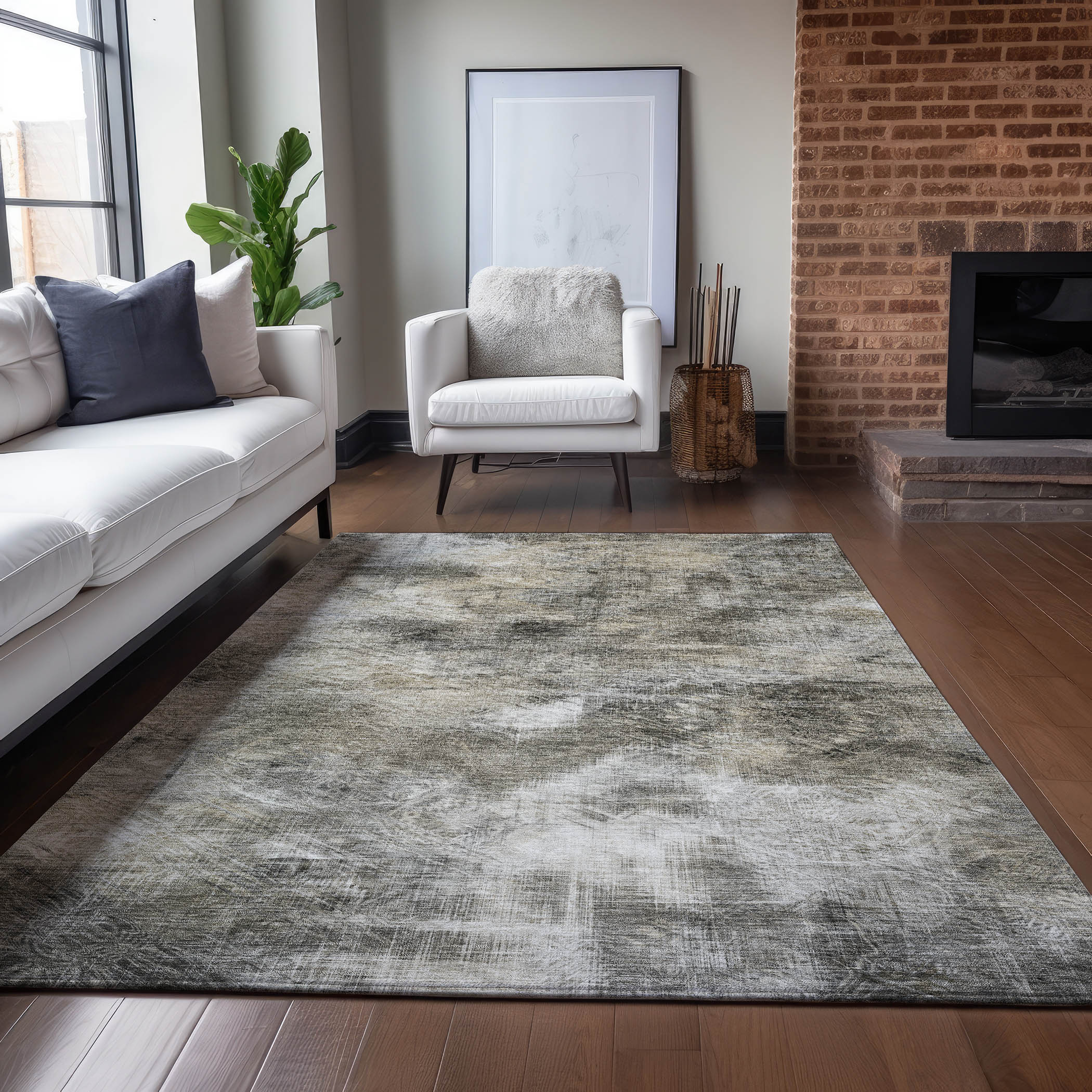 Addison Rugs ACN596BG8X10 Chantille ACN596BG 8 x 10 (ft) Polyester Beige Rectangular Indoor/Outdoor Abstract Machine washable Area rug