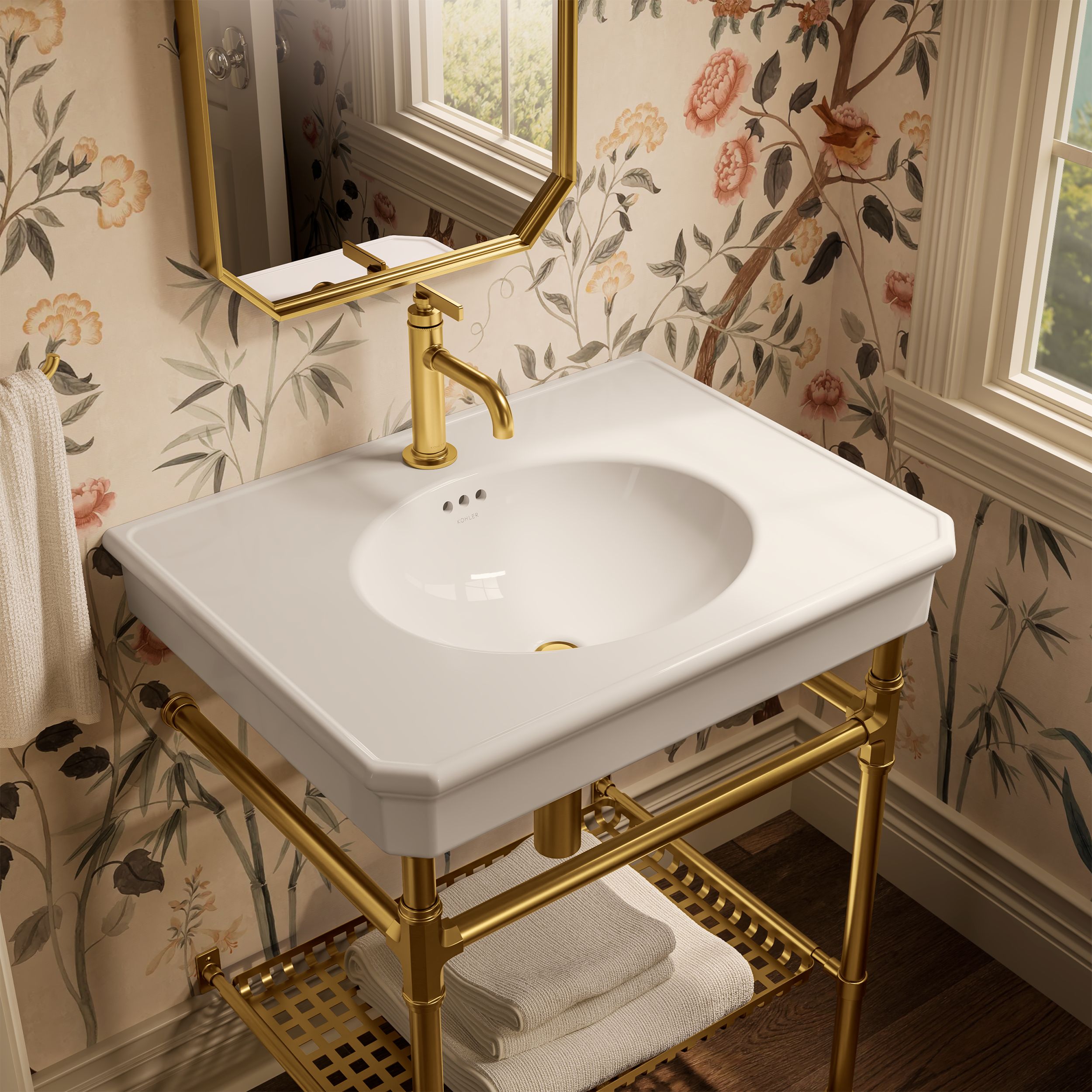 KOHLER Claude Fireclay 22.5-in Vessel Traditional Console Sink with Base