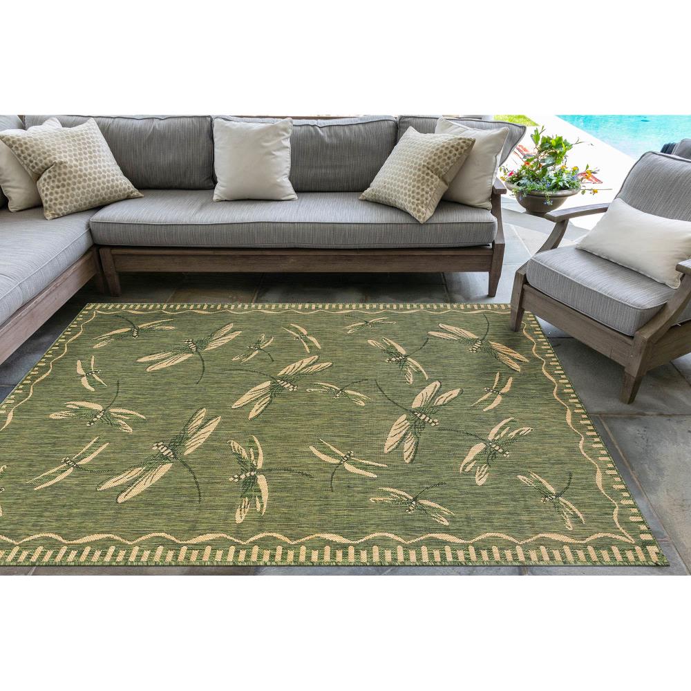 Carmel Botanical Sage Green Tropical Floral Indoor Outdoor Rugs