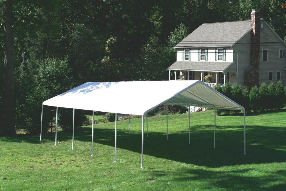 Super Max 18' x 30' White Polyethylene Canopy with Steel Frame