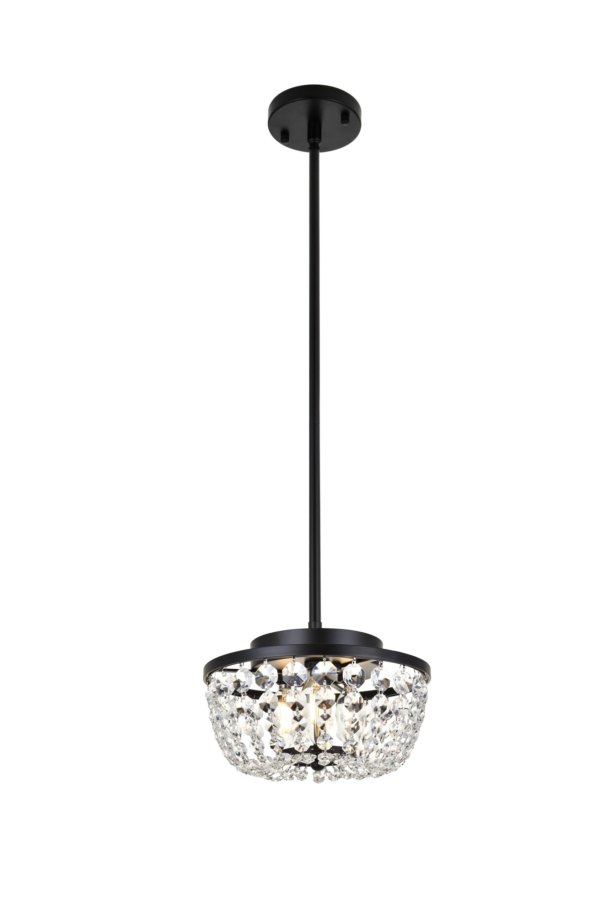 Elegant Decor HF3342D10BK Home Furnishing 3 -Light Black Modern/contemporary Drum Mini Hanging Pendant light